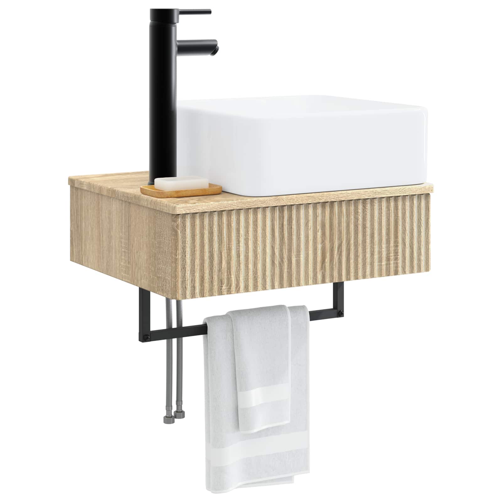 Wandmontiertes Waschbecken Sonoma-Eiche 53 x 35 x 39 cm