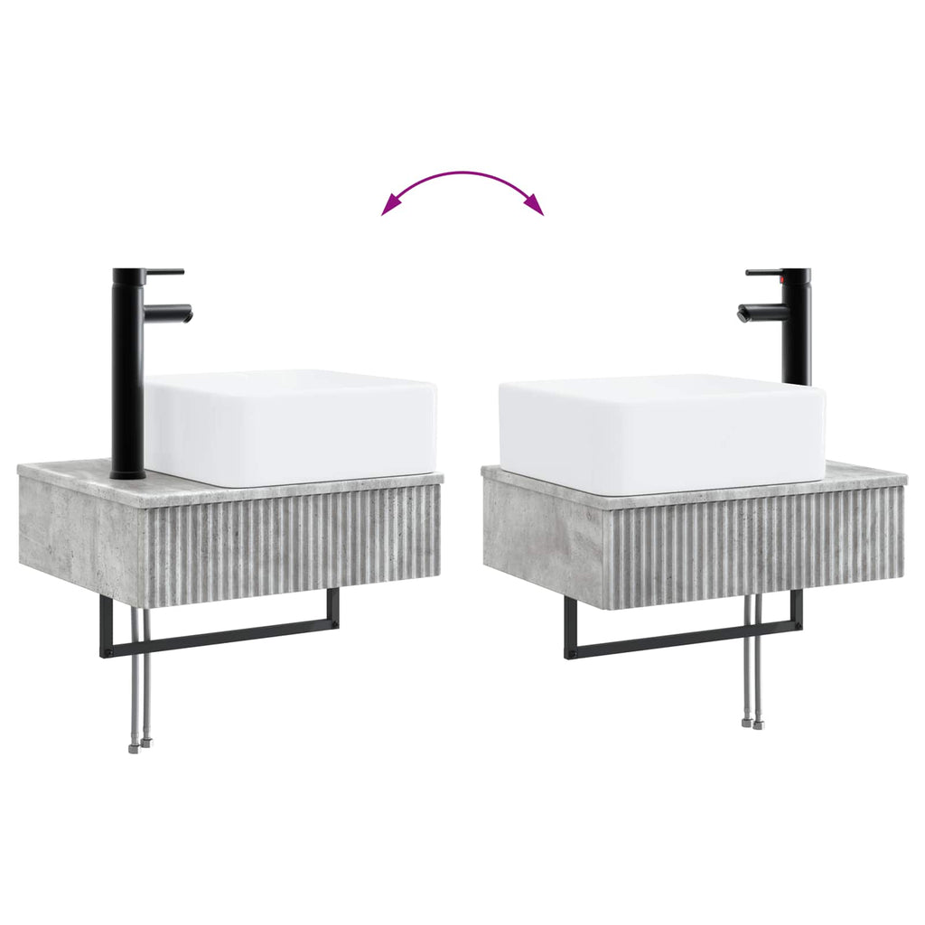 Wandmontiertes Waschbecken Betongrau 53 x 35 x 39 cm