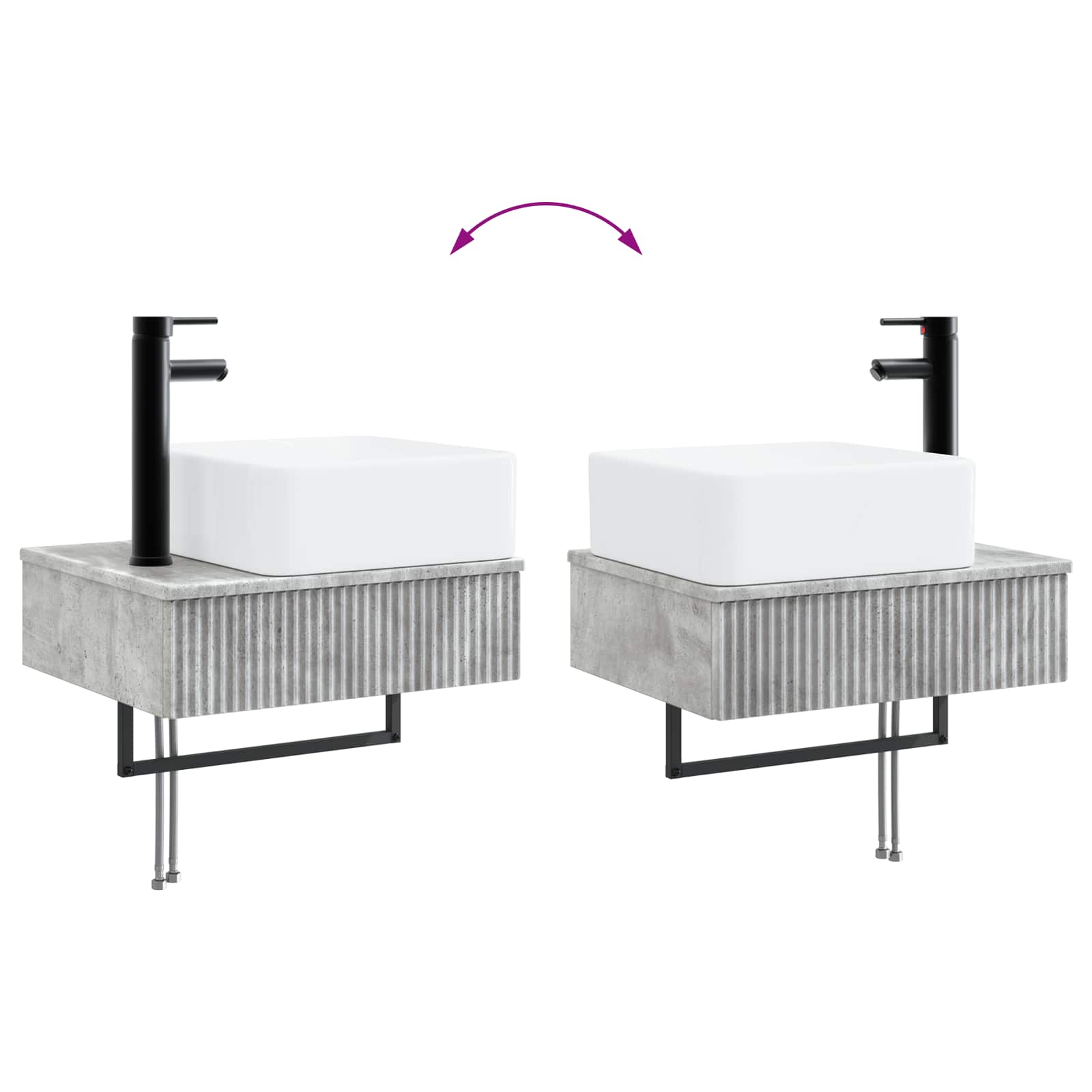 Wandmontiertes Waschbecken Betongrau 53 x 35 x 39 cm