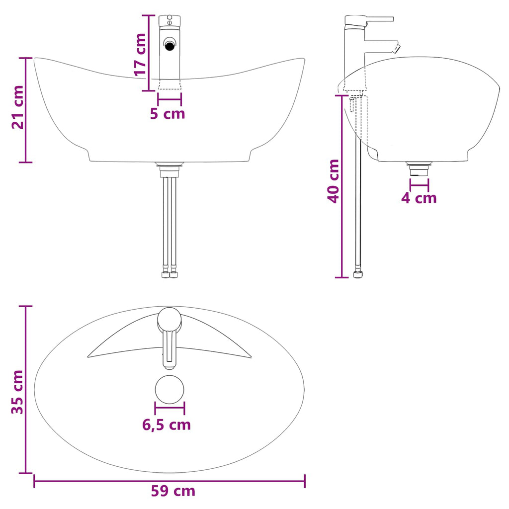 Waschbecken fürs Badezimmer Matt Schwarz 59 x 35 x 21 cm Metall