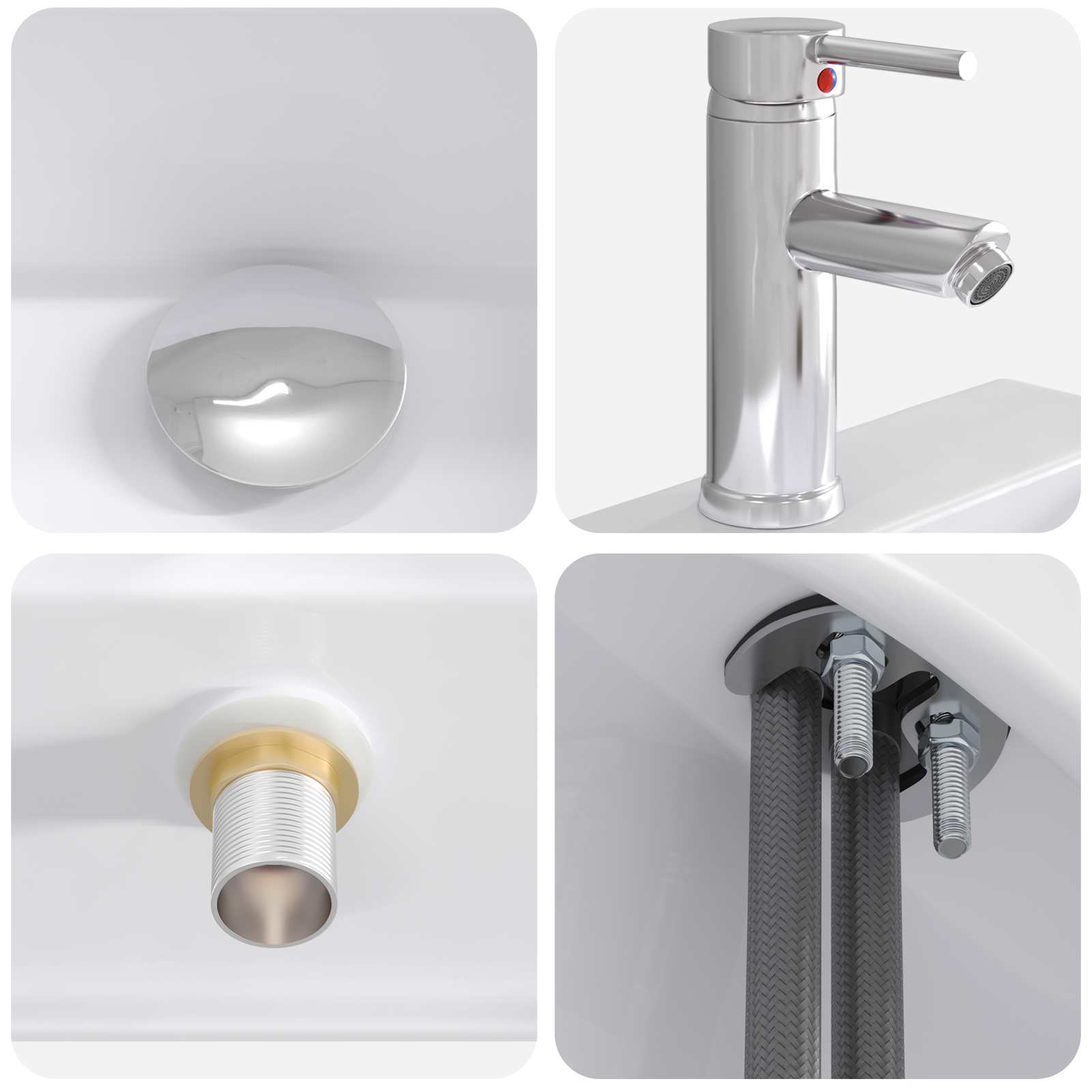 Waschbecken fürs Badezimmer Chrom 39 x 30,5 x 12,5 cm Metall
