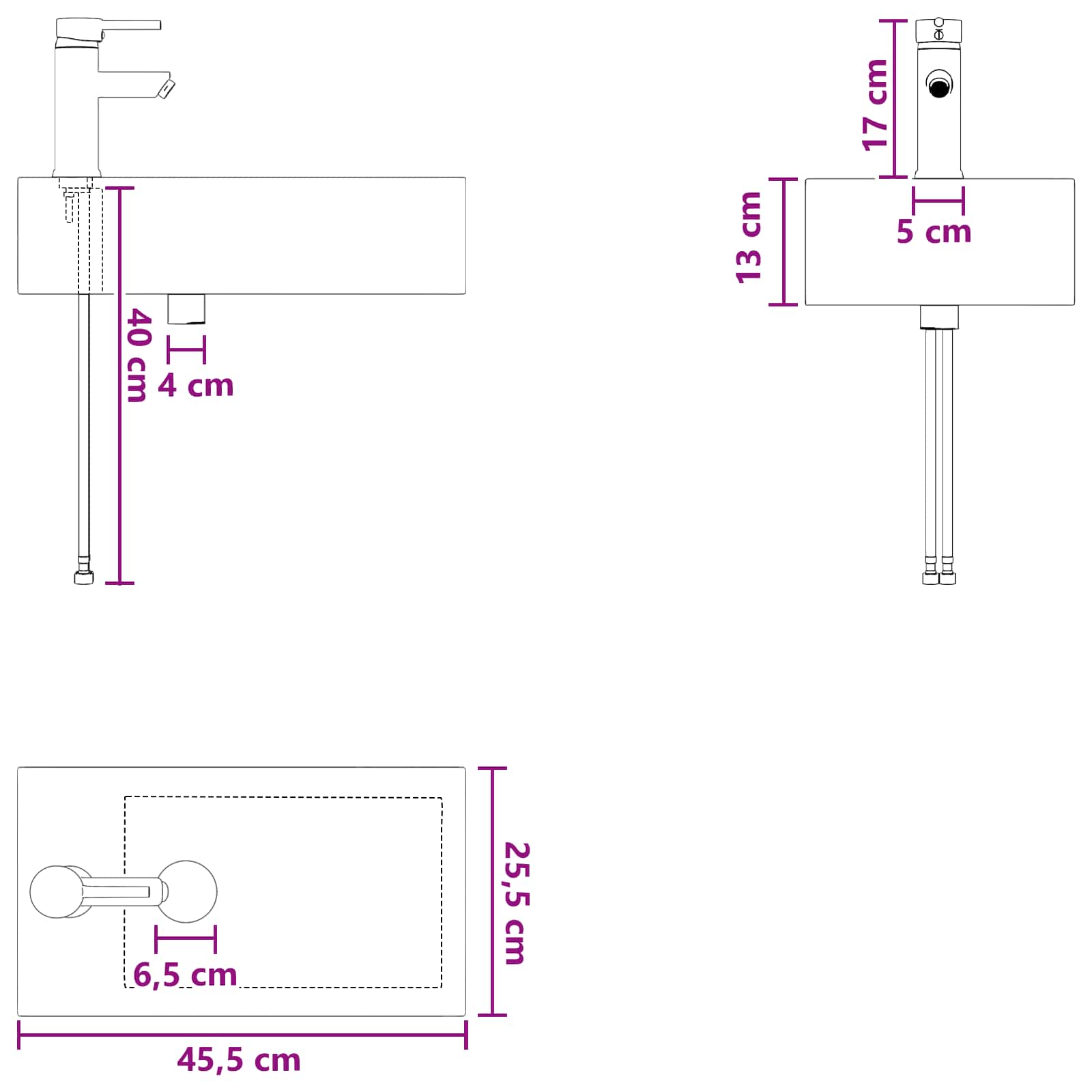 Waschbecken fürs Badezimmer Chrom 45,5 x 25,5 x 13 cm Metall