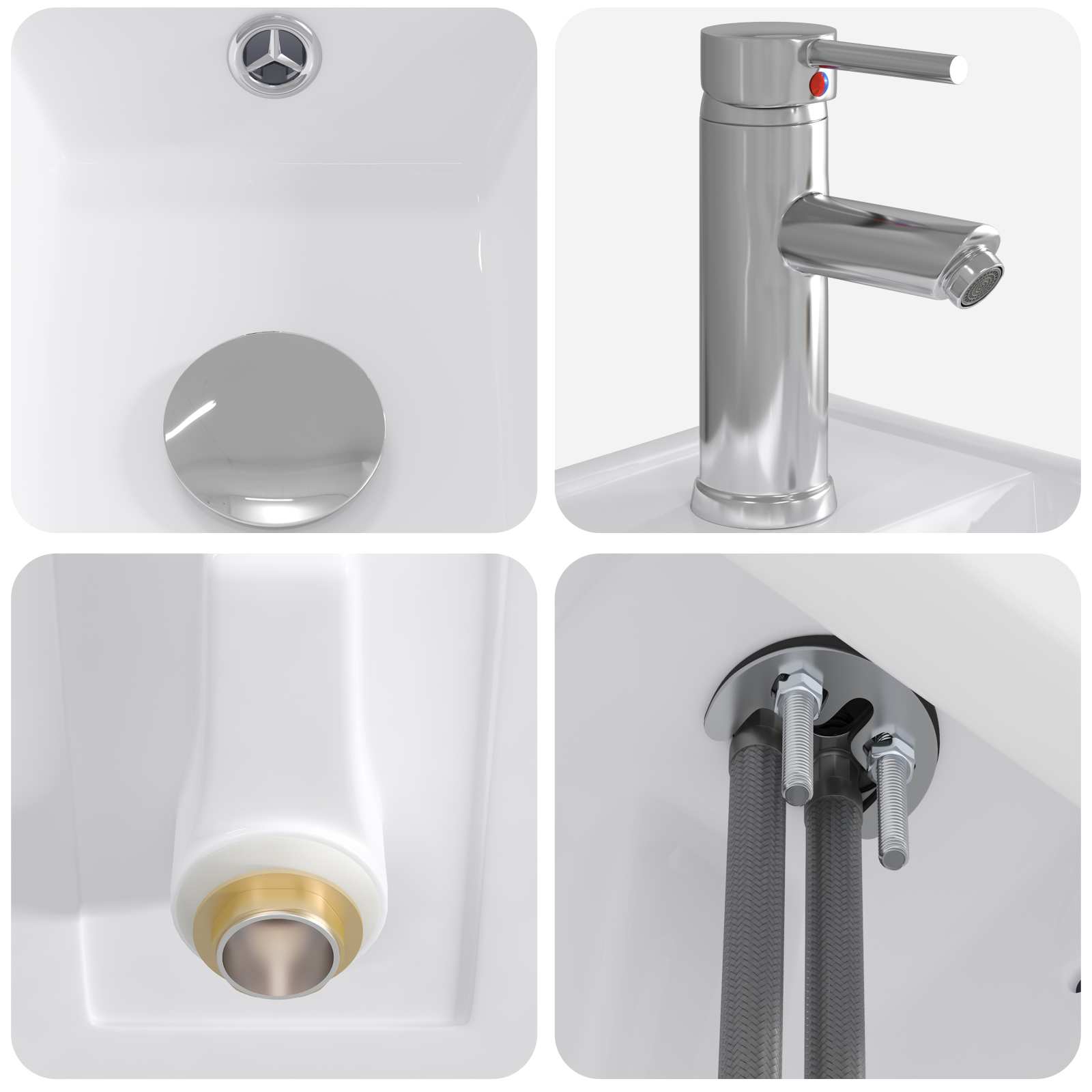 Waschbecken fürs Badezimmer Chrom 40,5 x 22,5 x 11,5 cm Metall