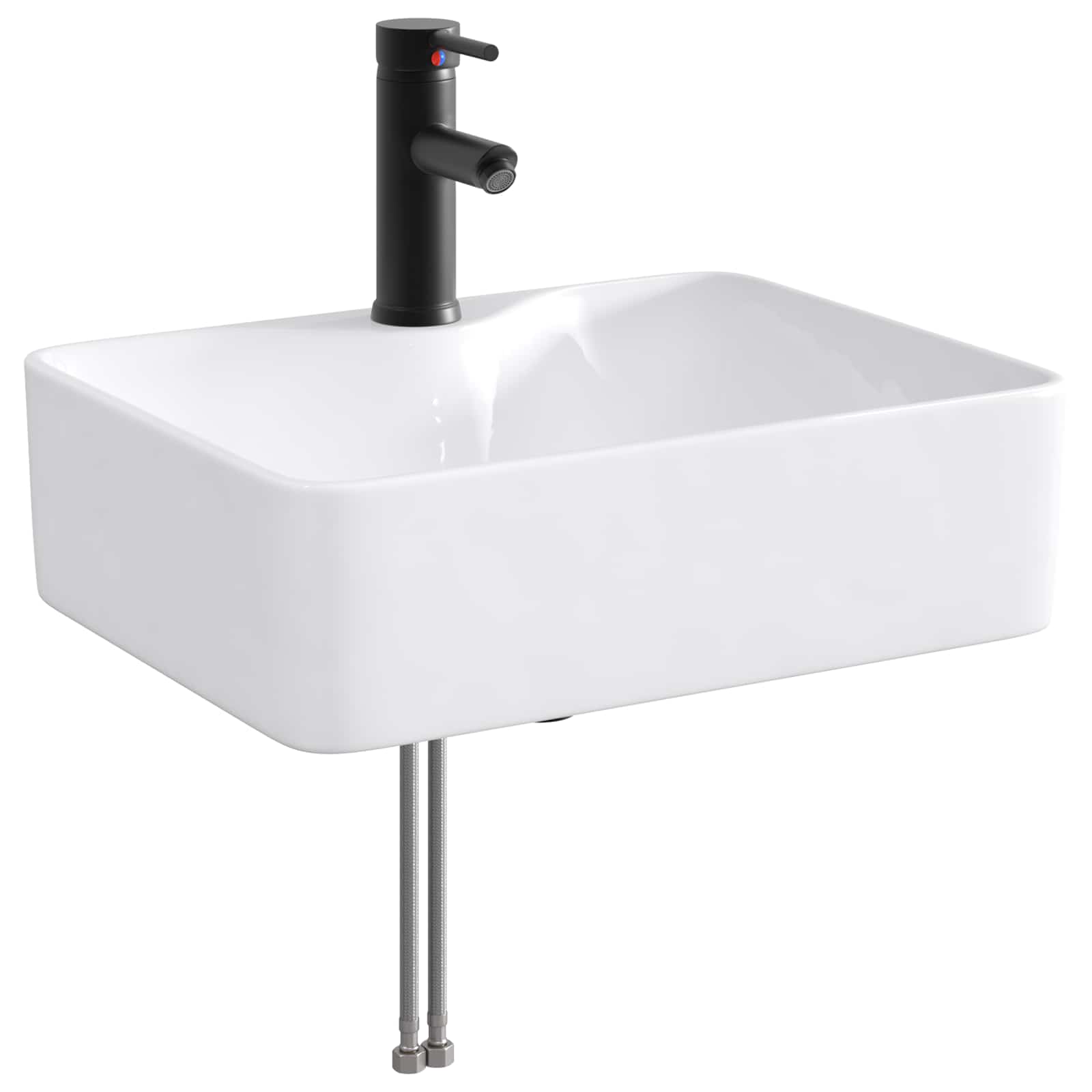 Waschbecken fürs Badezimmer Matt Schwarz 48,5 x 37,5 x 13 cm