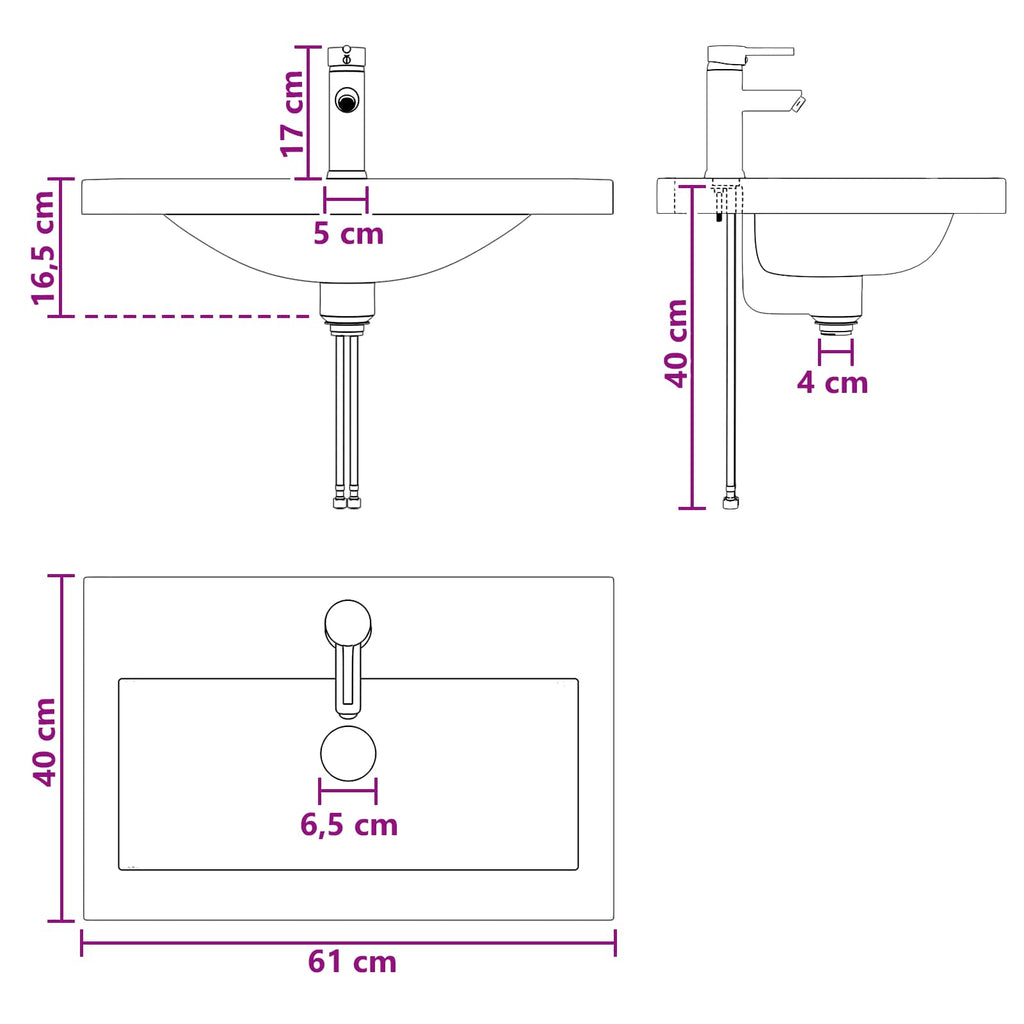 Waschbecken fürs Badezimmer Matt Schwarz 61 x 40 x 16,5 cm