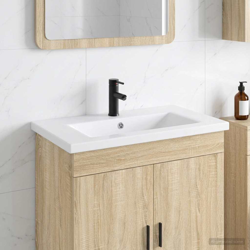 Waschbecken fürs Badezimmer Matt Schwarz 81 x 40 x 17,5 cm