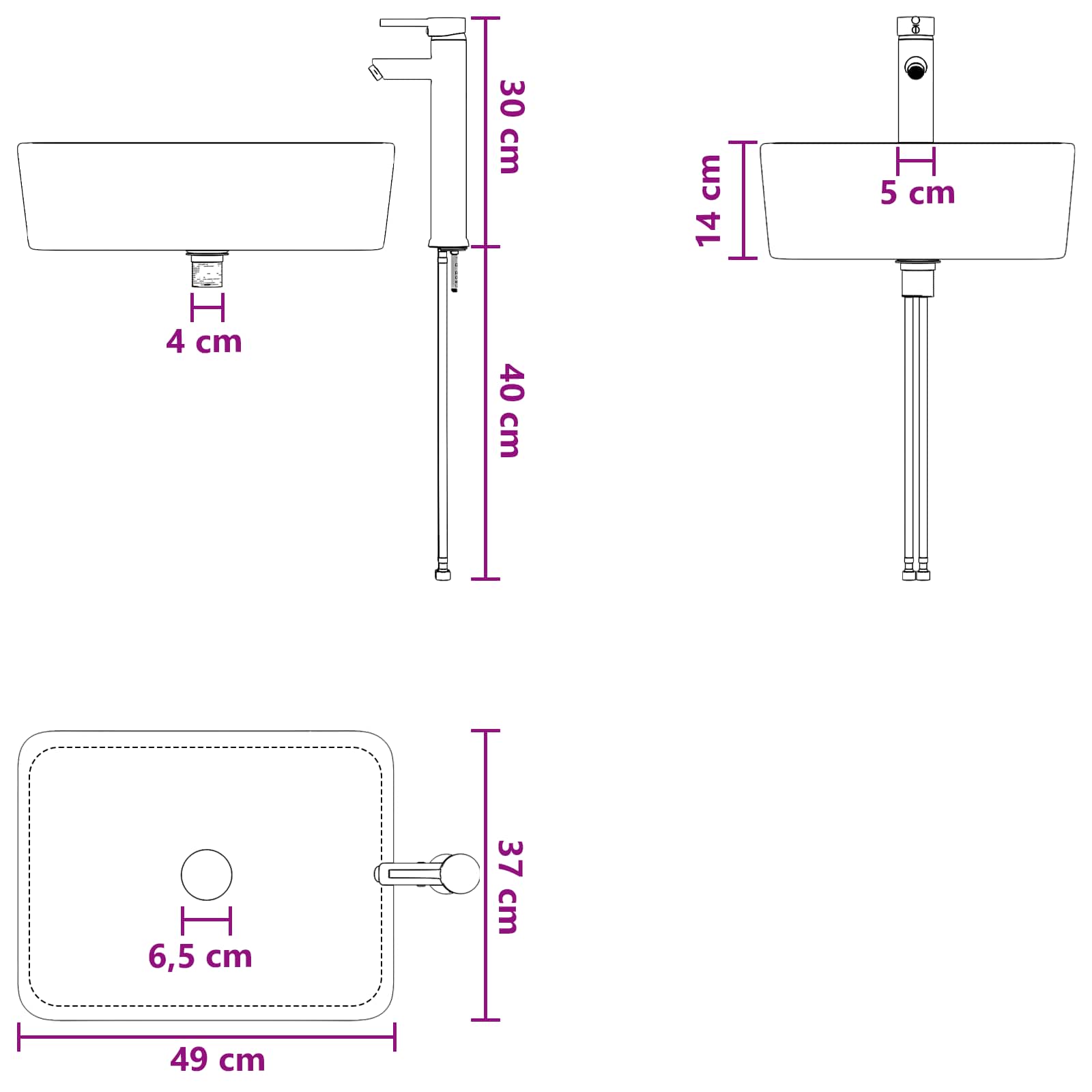 Waschbecken fürs Badezimmer Chrom 49 x 37 x 14 cm Metall