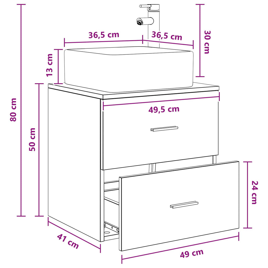 Wandmontierte Waschtisch Betongrau 49,5 x 41 x 63 cm