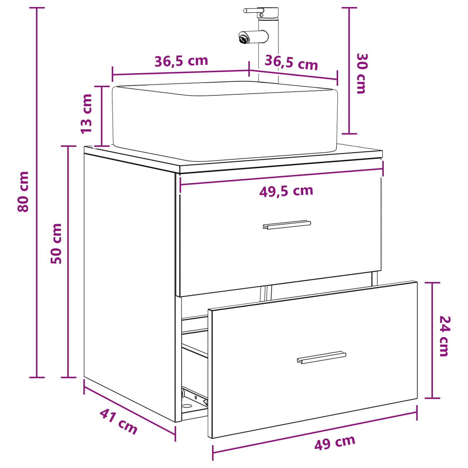 Wandmontierte Waschtisch Betongrau 49,5 x 41 x 63 cm