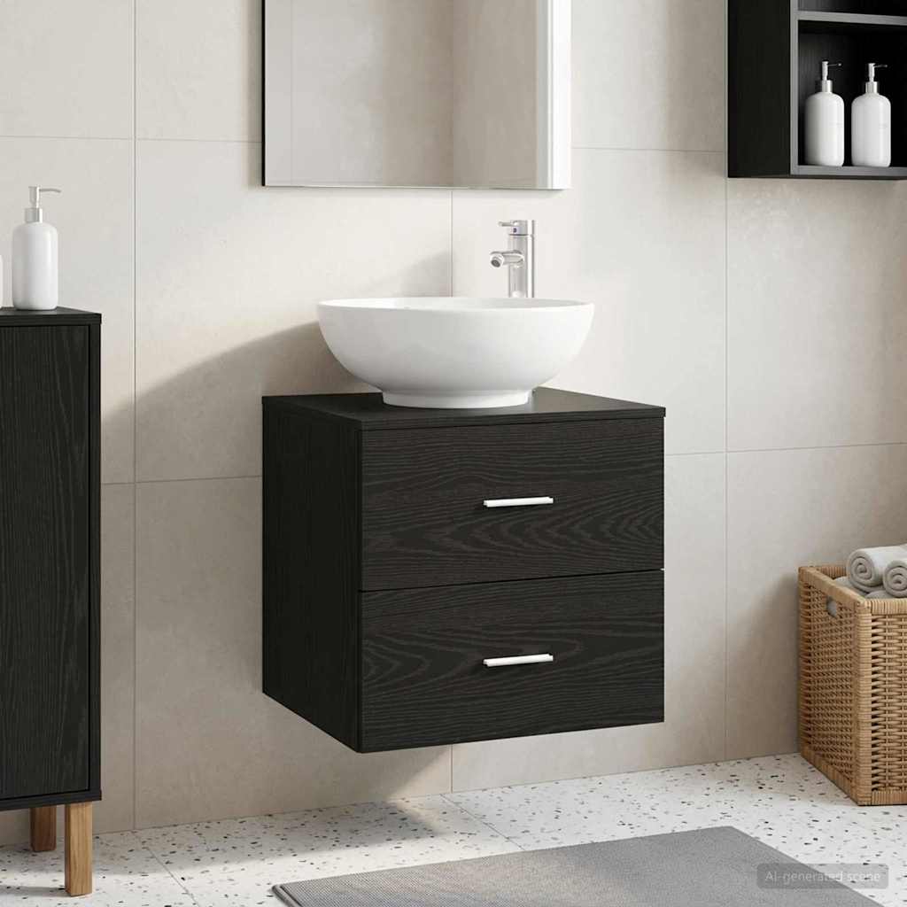 Wandmontierte Waschtisch Schwarze Eiche 49,5 x 44,5 x 66,5 cm