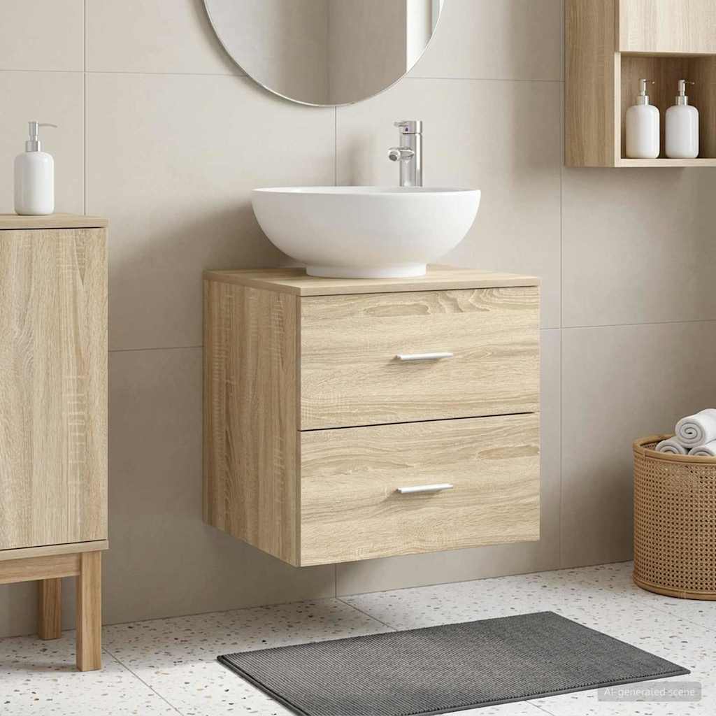 Wandmontierte Waschtisch Sonoma-Eiche 49,5 x 44,5 x 66,5 cm