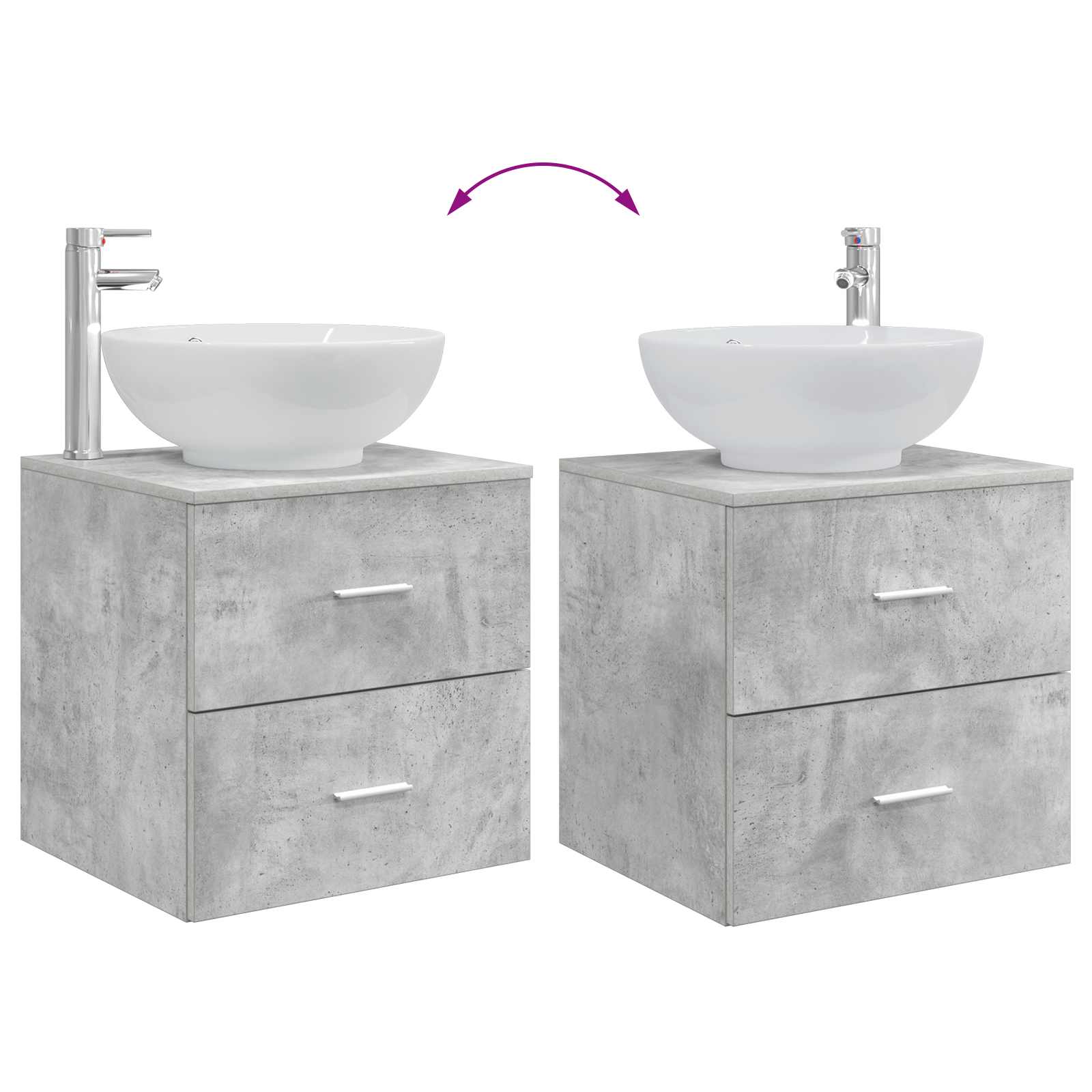 Wandmontierte Waschtisch Betongrau 49,5 x 44,5 x 66,5 cm