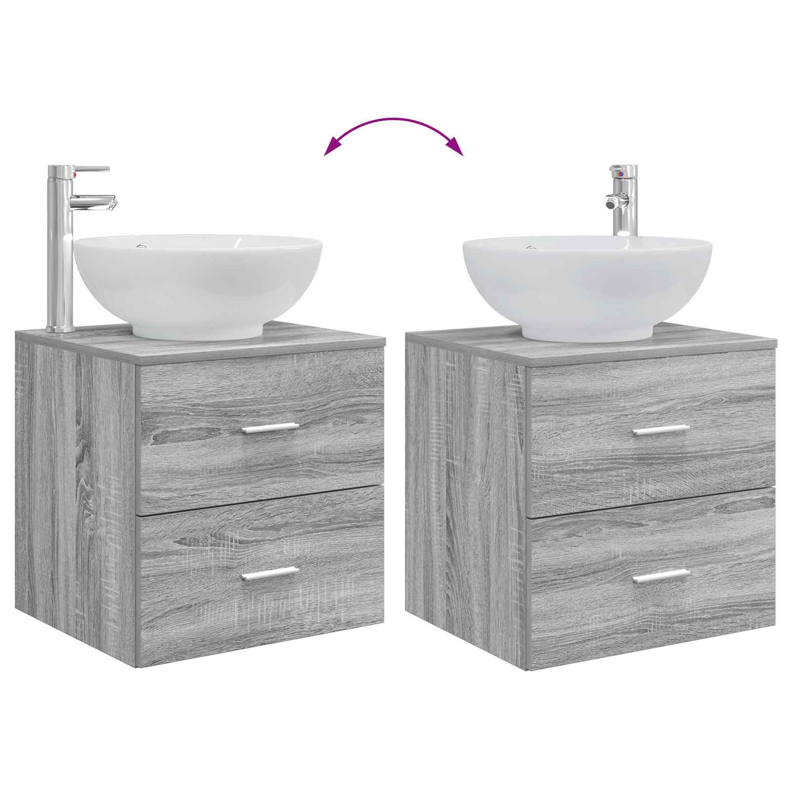 Wandmontierte Waschtisch Grau Sonoma 49,5 x 44,5 x 66,5 cm