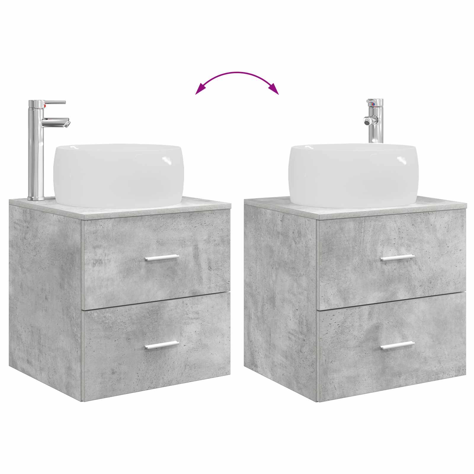 Wandmontierte Waschtisch Betongrau 49,5 x 44,5 x 66 cm