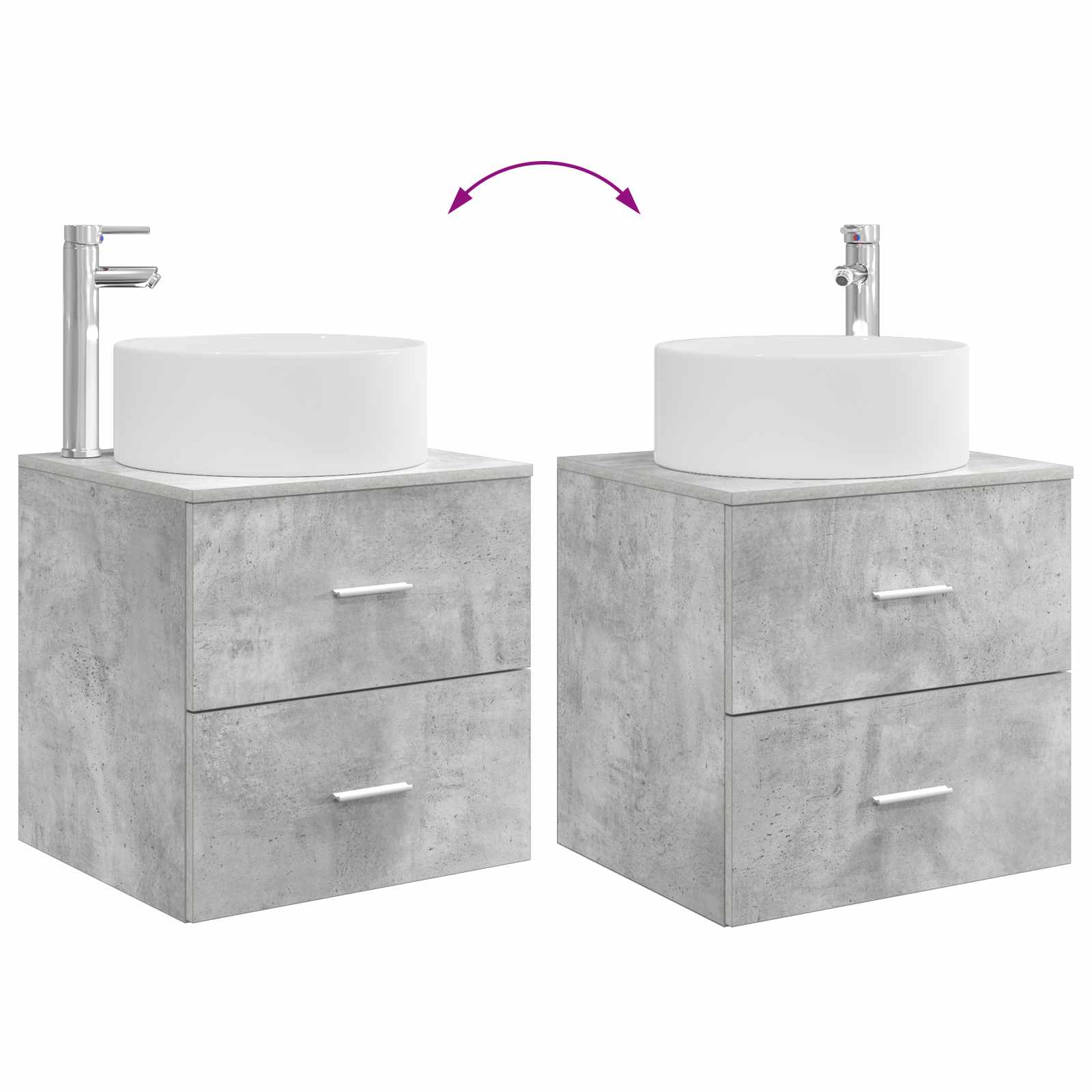 Wandmontierte Waschtisch Betongrau 49,5 x 44,5 x 65,5 cm