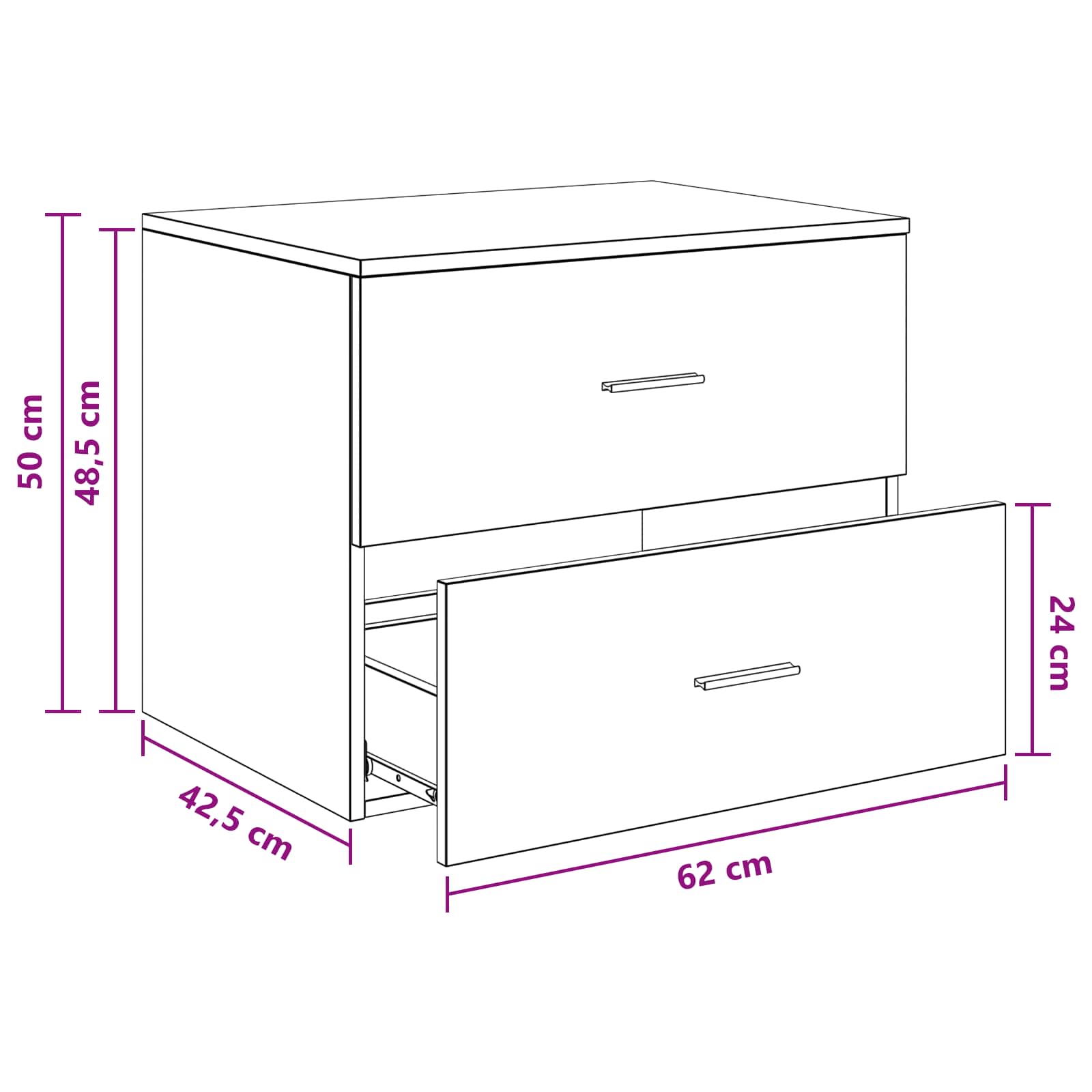 Wandaufbewahrung Badezimmer Weiß 62,5 x 44,5 x 50 cm