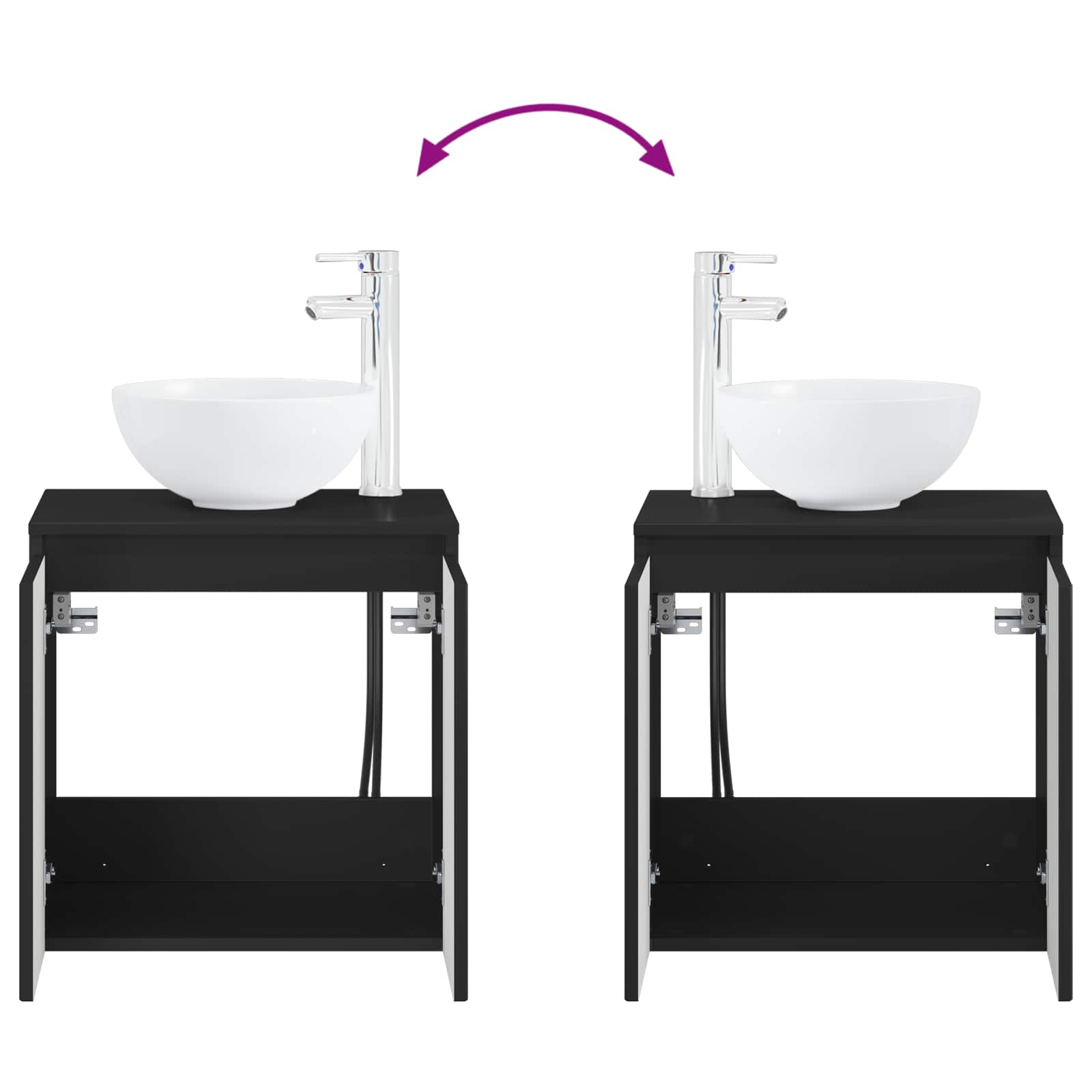 Wandmontierte Waschtisch Schwarz 49,5 x 41 x 64,5 cm