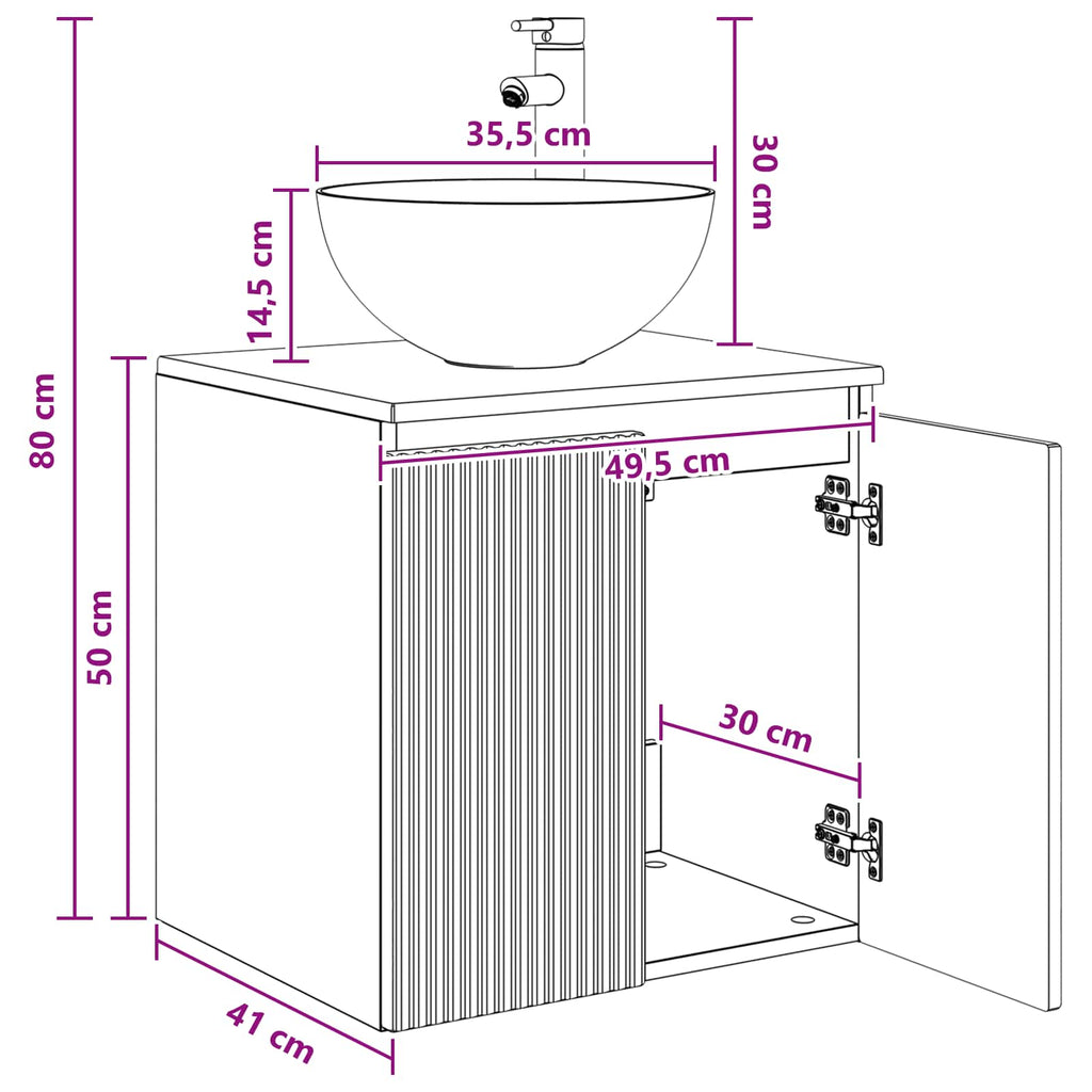 Wandmontierte Waschtisch Betongrau 49,5 x 41 x 64,5 cm