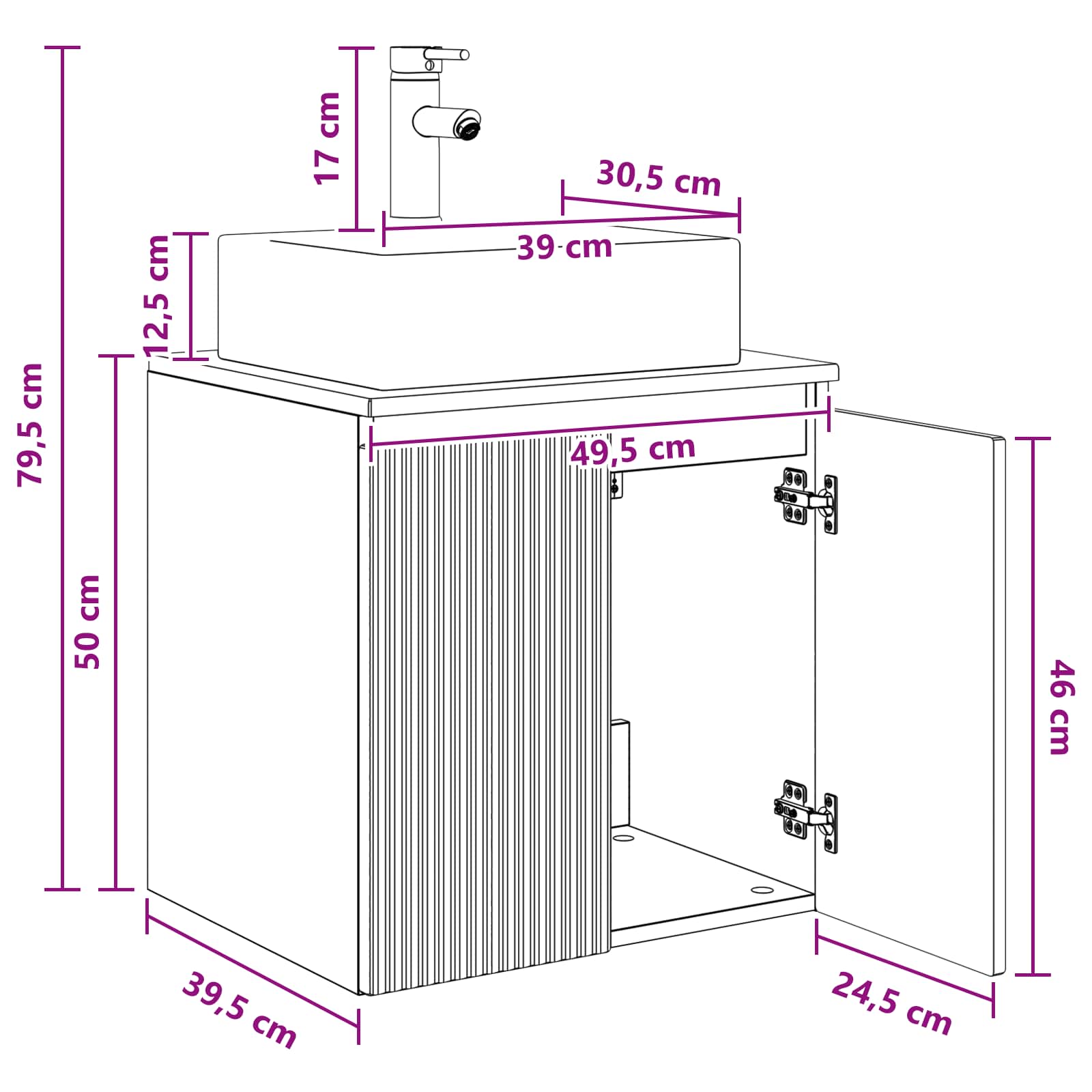 Wandmontierte Waschtisch Artisan-Eiche 49,5 x 41 x 62,5 cm