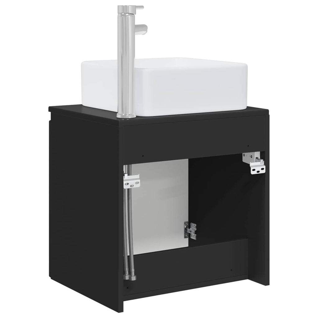 Wandmontierte Waschtisch Schwarz 53 x 35 x 63 cm Holzwerkstoff