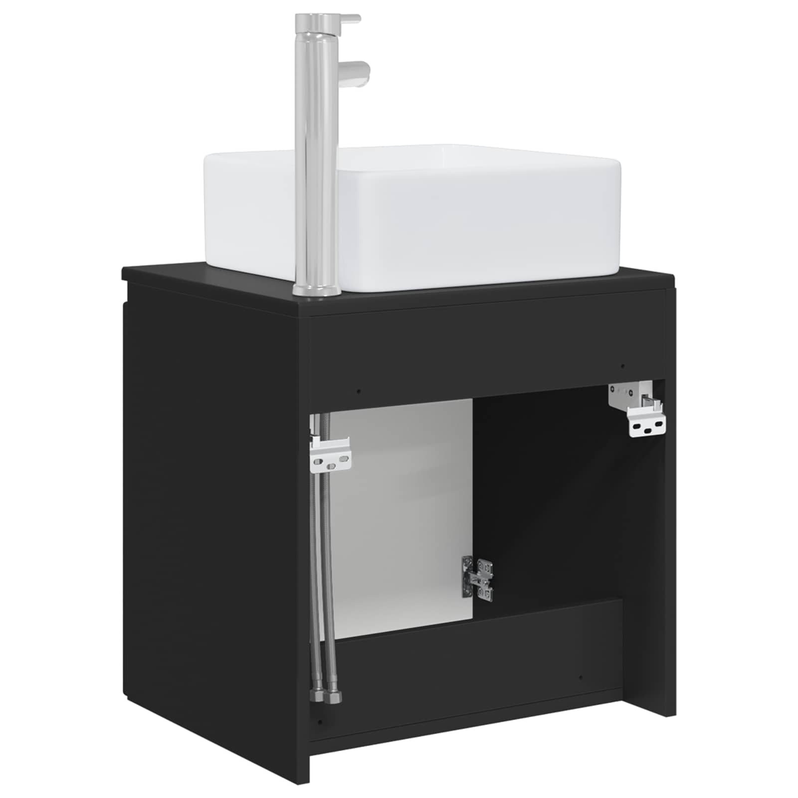 Wandmontierte Waschtisch Schwarz 53 x 35 x 63 cm Holzwerkstoff
