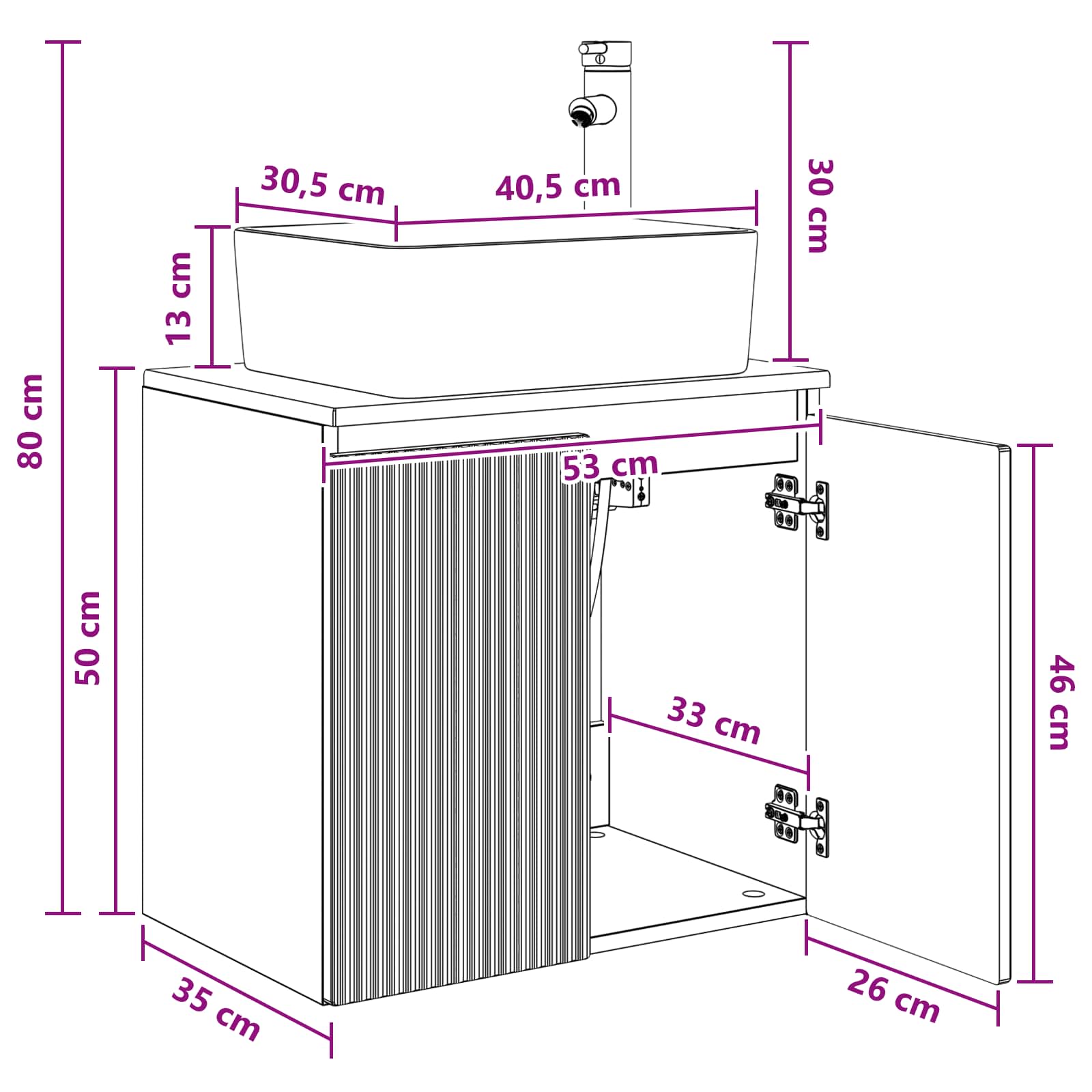 Wandmontierte Waschtisch Grau Sonoma 53 x 35 x 63 cm