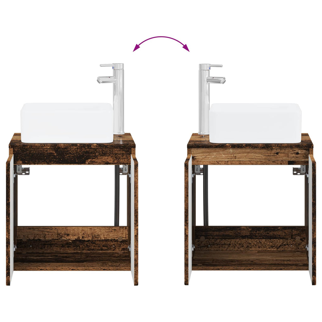 Wandmontierte Waschtisch Altholz 53 x 35 x 63 cm Holzwerkstoff