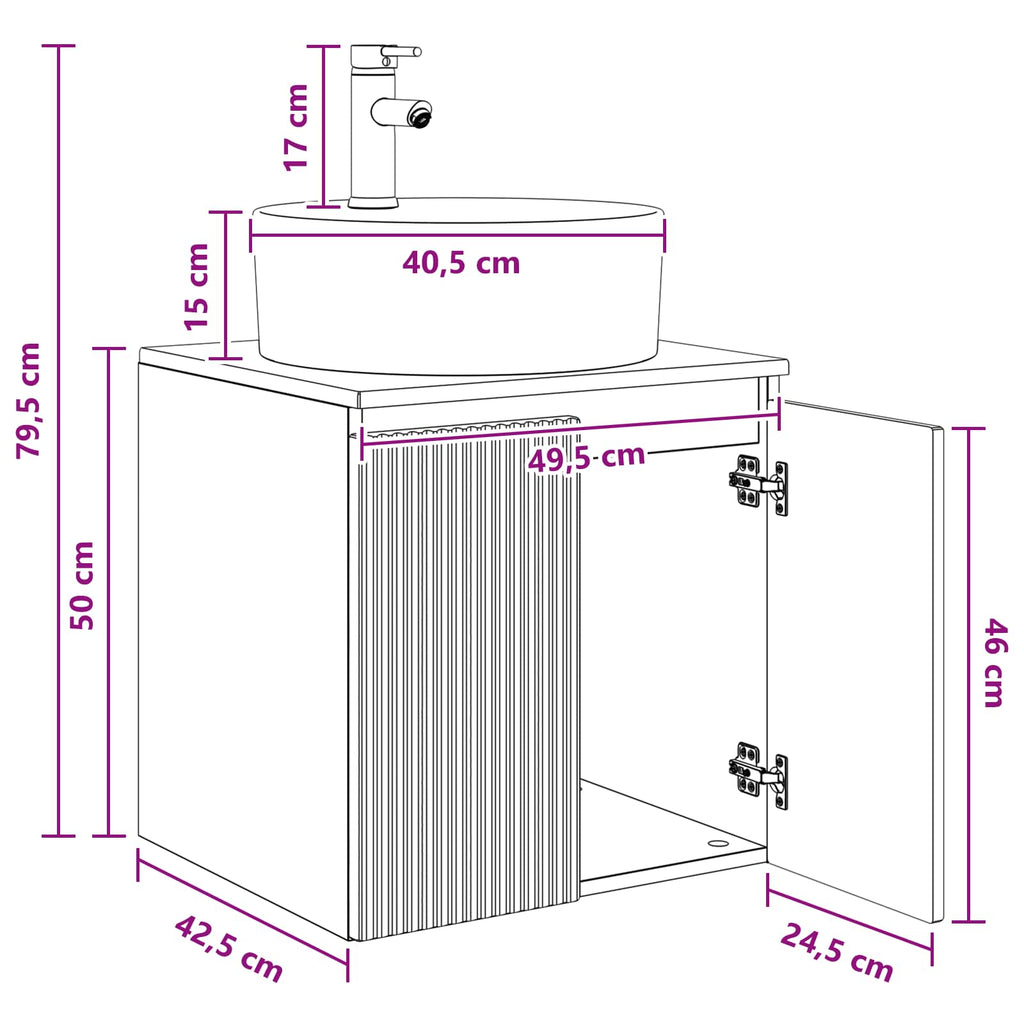 Wandmontierte Waschtisch Altholz 49,5 x 44,5 x 65 cm