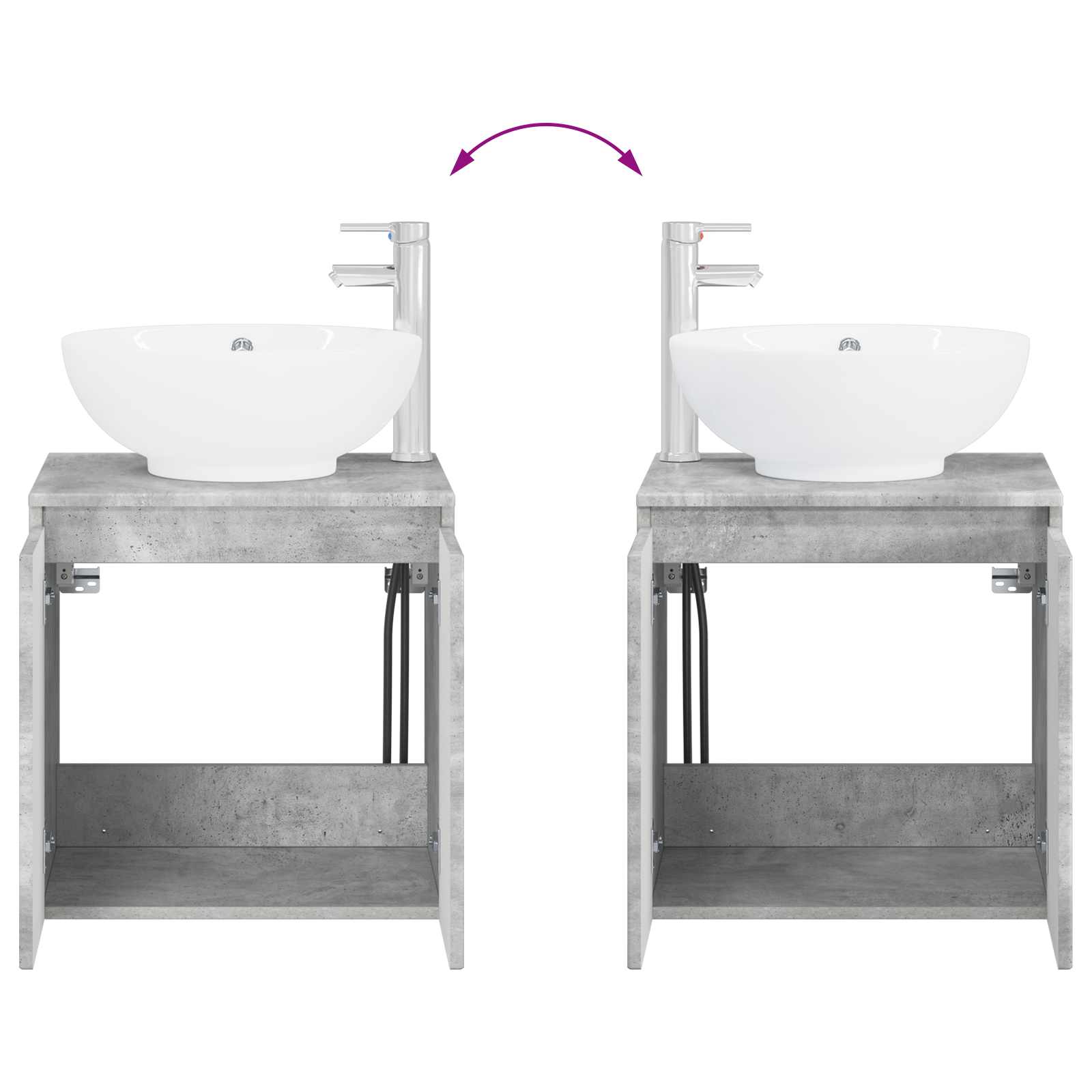 Wandmontierte Waschtisch Betongrau 49,5 x 44,5 x 65 cm