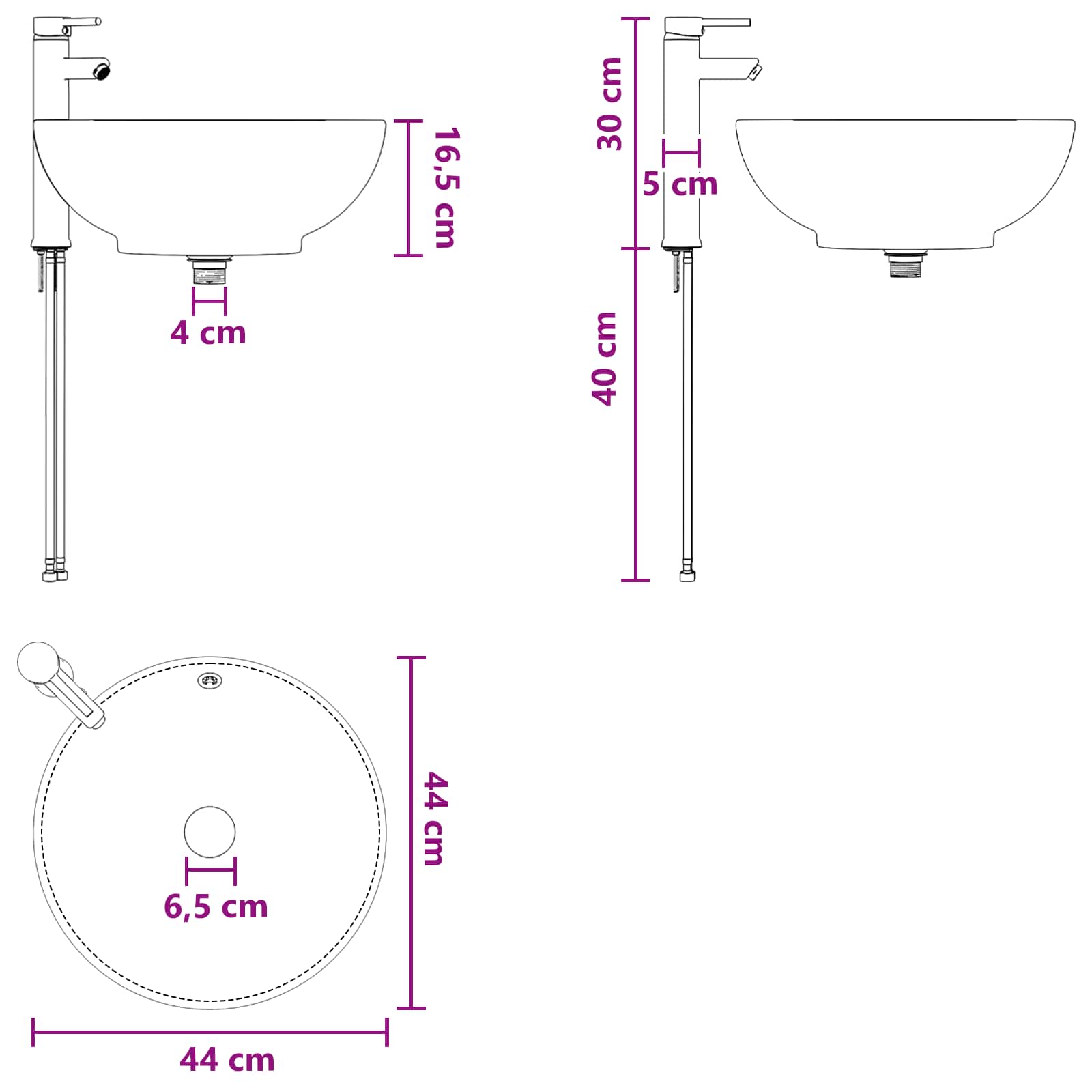 Wandmontierte Waschtisch Betongrau 49,5 x 44,5 x 65 cm