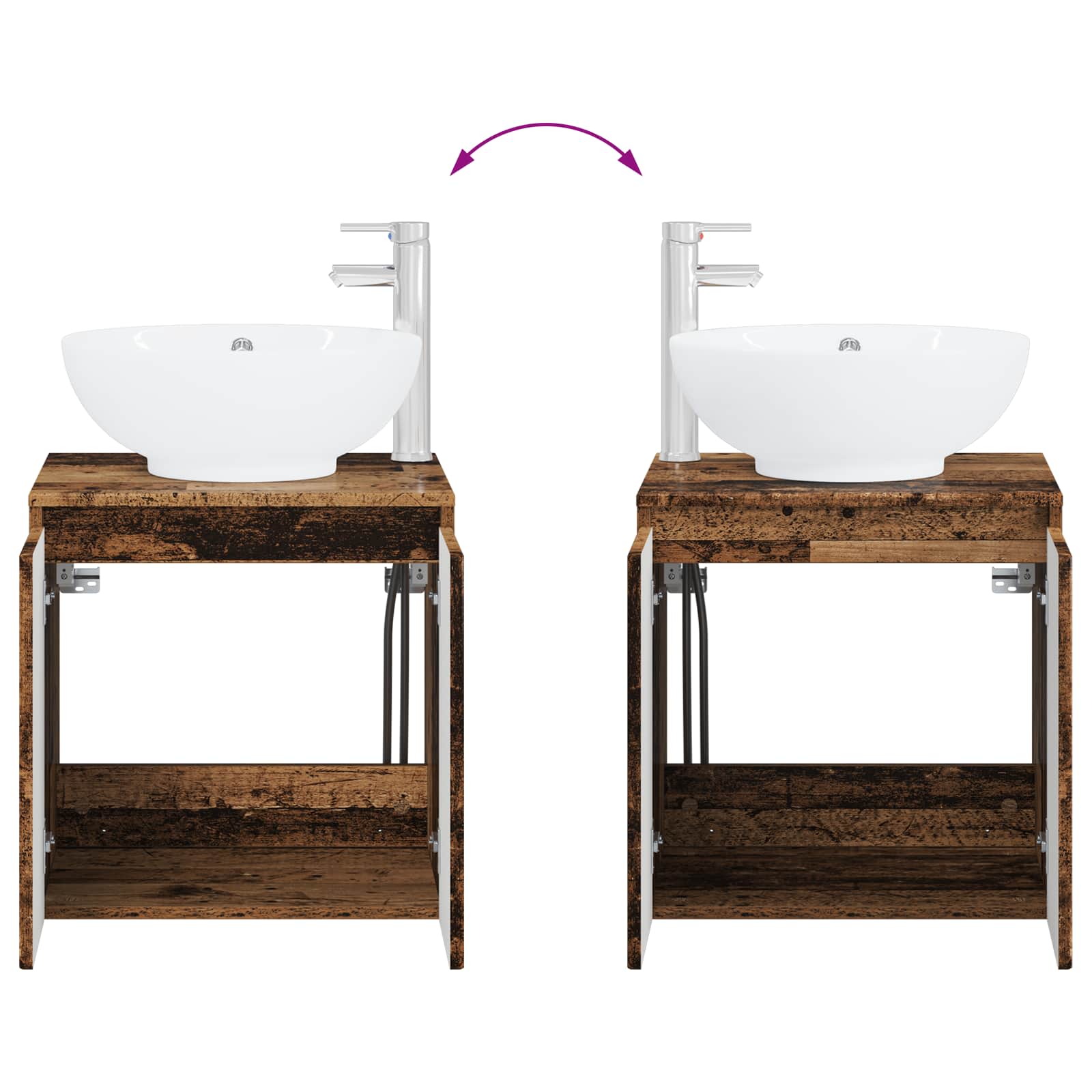 Wandmontierte Waschtisch Altholz 49,5 x 44,5 x 65 cm