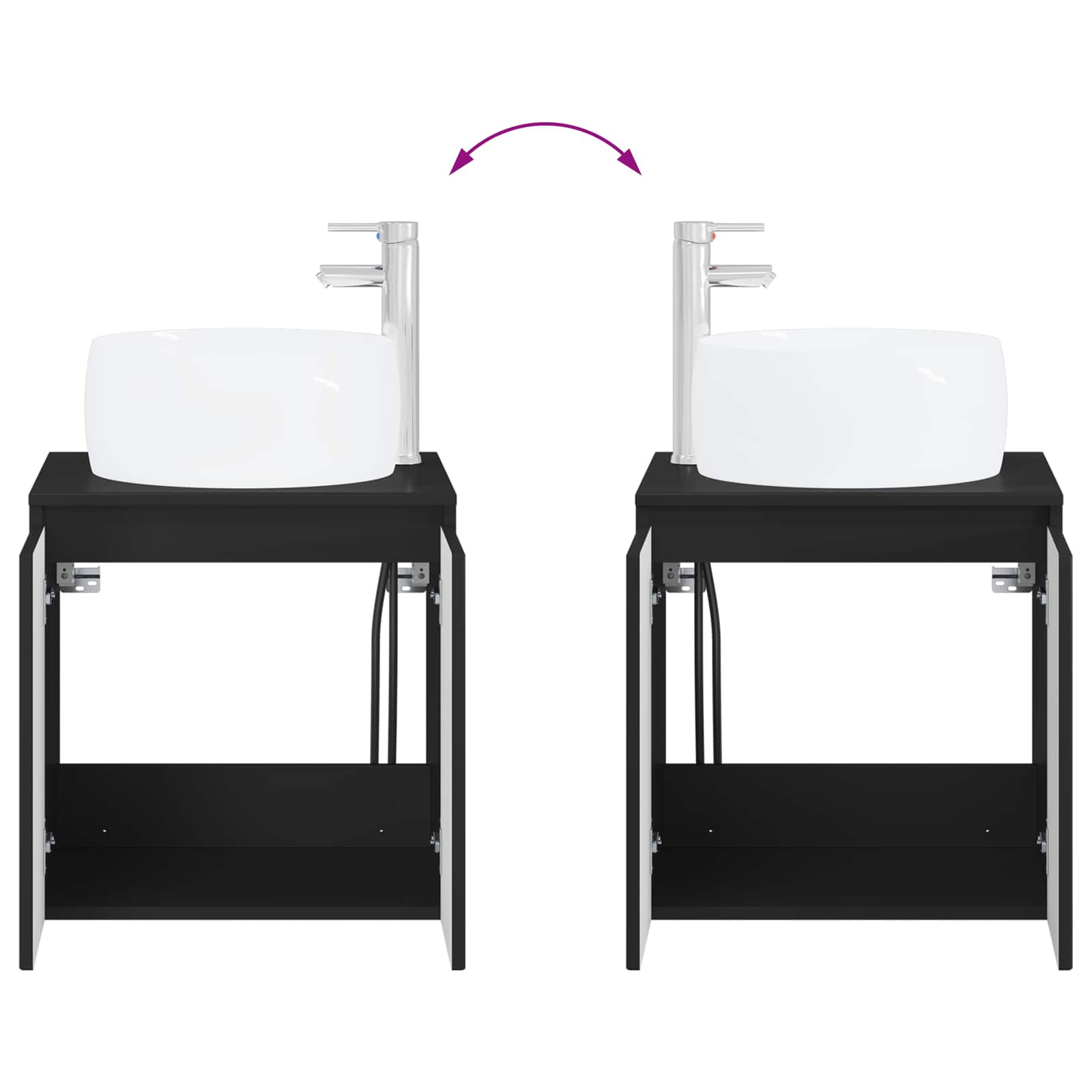 Wandmontierte Waschtisch Schwarz 49,5 x 44,5 x 66 cm