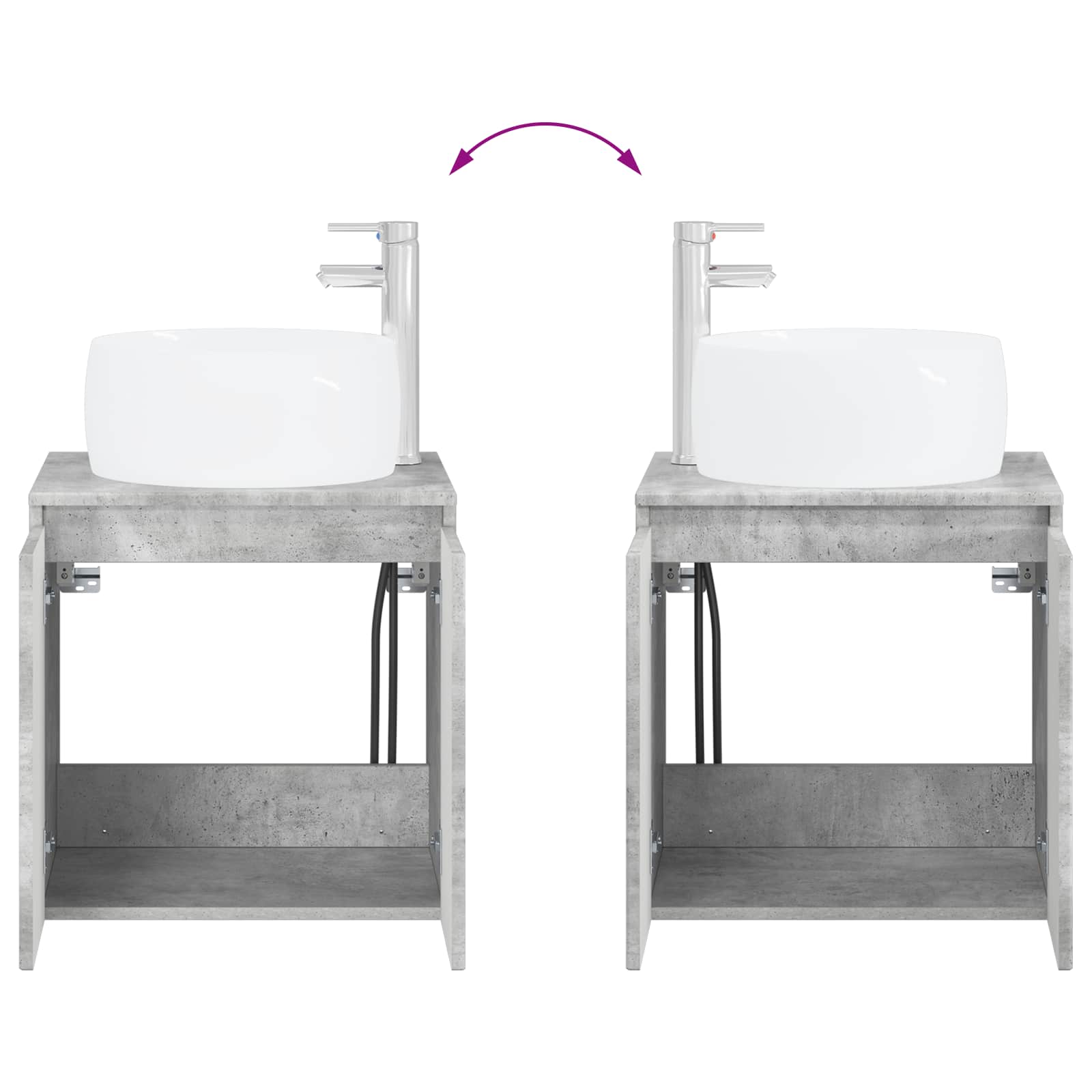 Wandmontierte Waschtisch Betongrau 49,5 x 44,5 x 66 cm