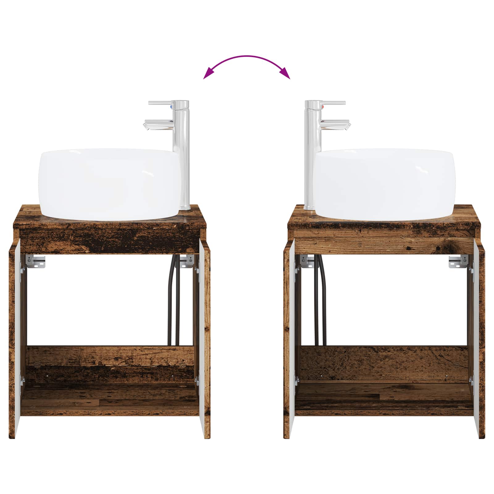 Wandmontierte Waschtisch Altholz 49,5 x 44,5 x 66 cm