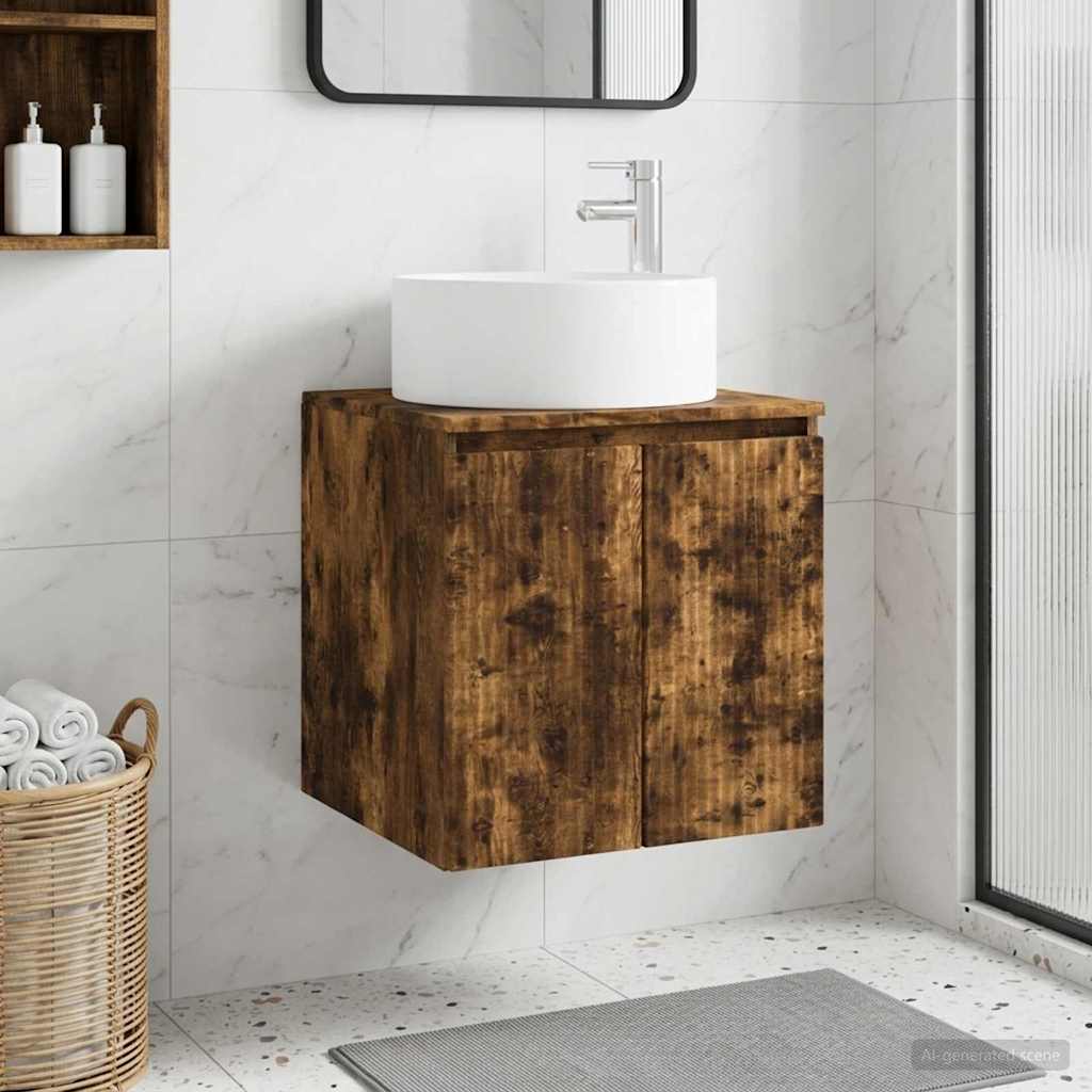Wandmontierte Waschbecken-Vanität Geräucherte Eiche