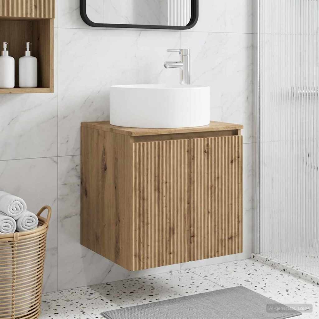 Wandmontierte Waschbecken-Vanität Artisan-Eiche
