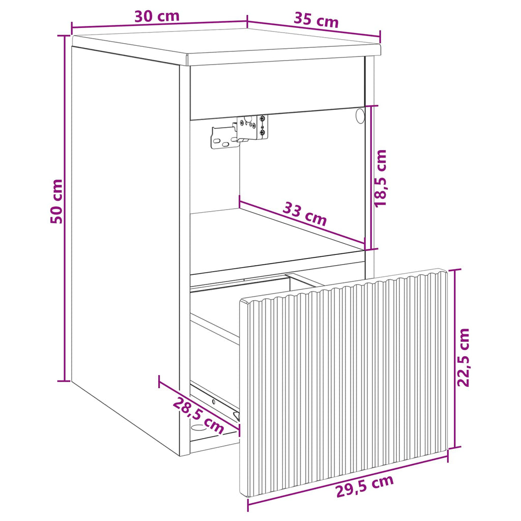Badezimmerschrank Schwarz 30 x 35 x 50 cm Holzwerkstoff