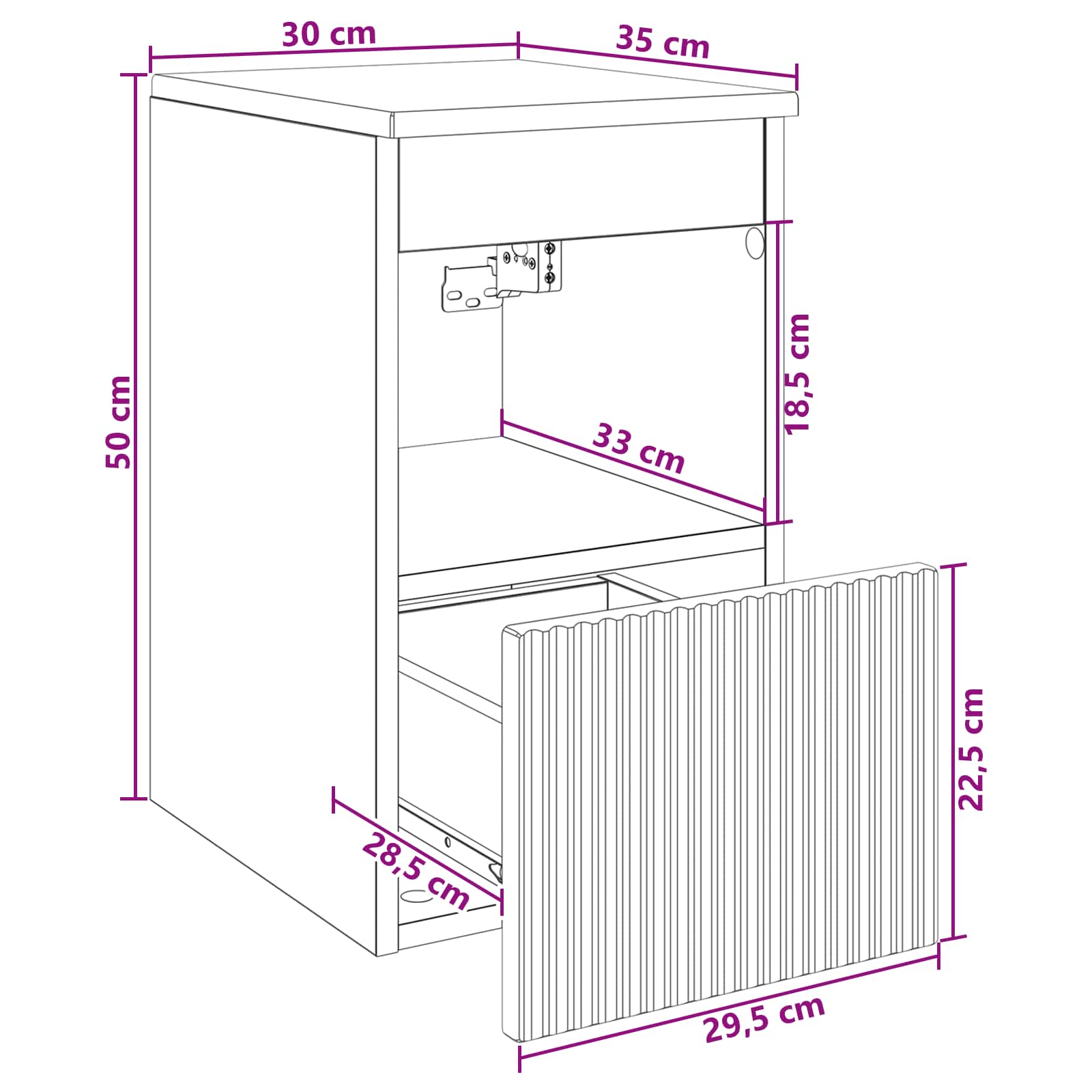 Badezimmerschrank Schwarz 30 x 35 x 50 cm Holzwerkstoff