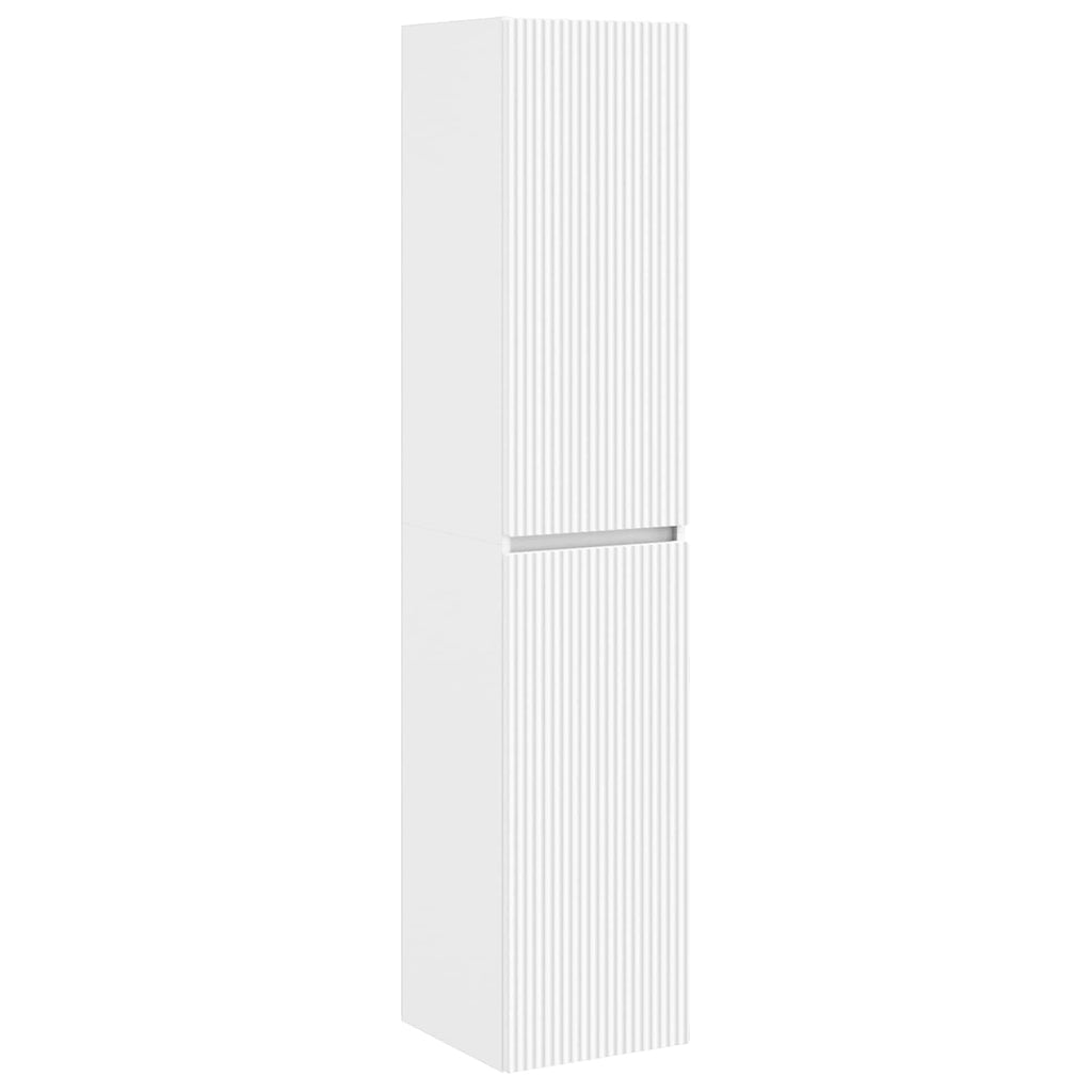 Wandmontierter Badezimmerschrank Weiß 33 x 34,5 x 160 cm