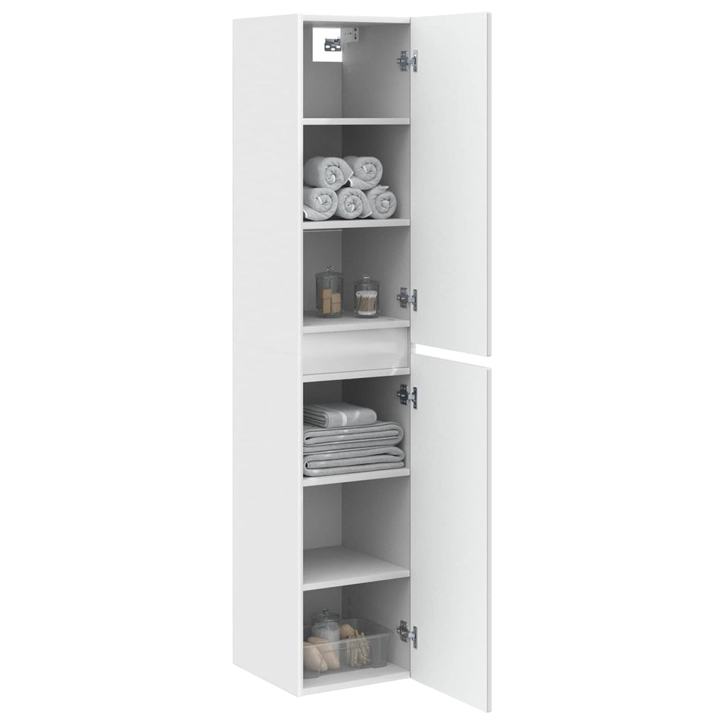 Wandmontierter Badezimmerschrank Weiß 33 x 34,5 x 160 cm