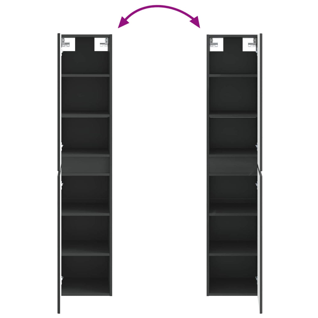 Wandmontierter Badezimmerschrank Schwarz 33 x 34,5 x 160 cm