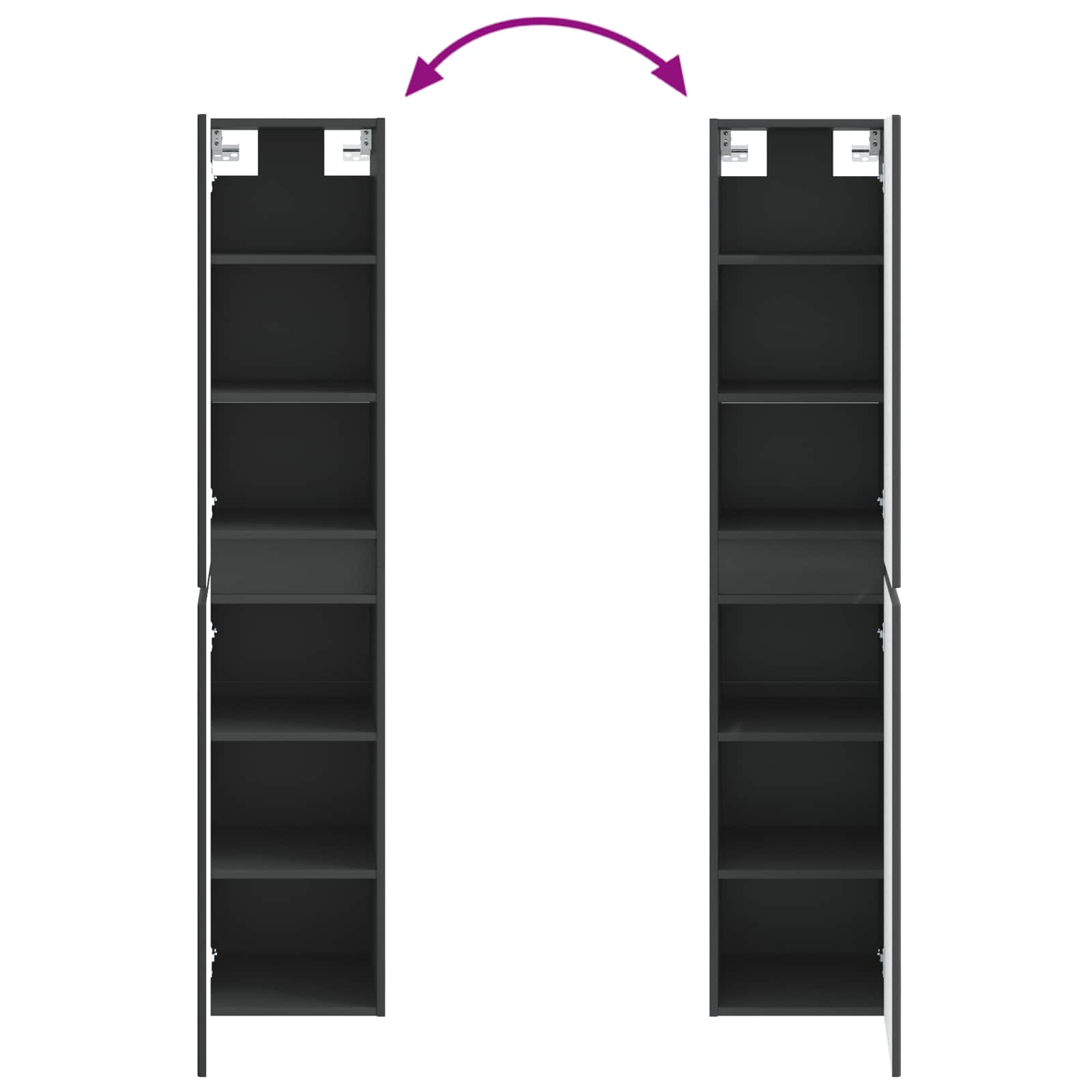 Wandmontierter Badezimmerschrank Schwarz 33 x 34,5 x 160 cm