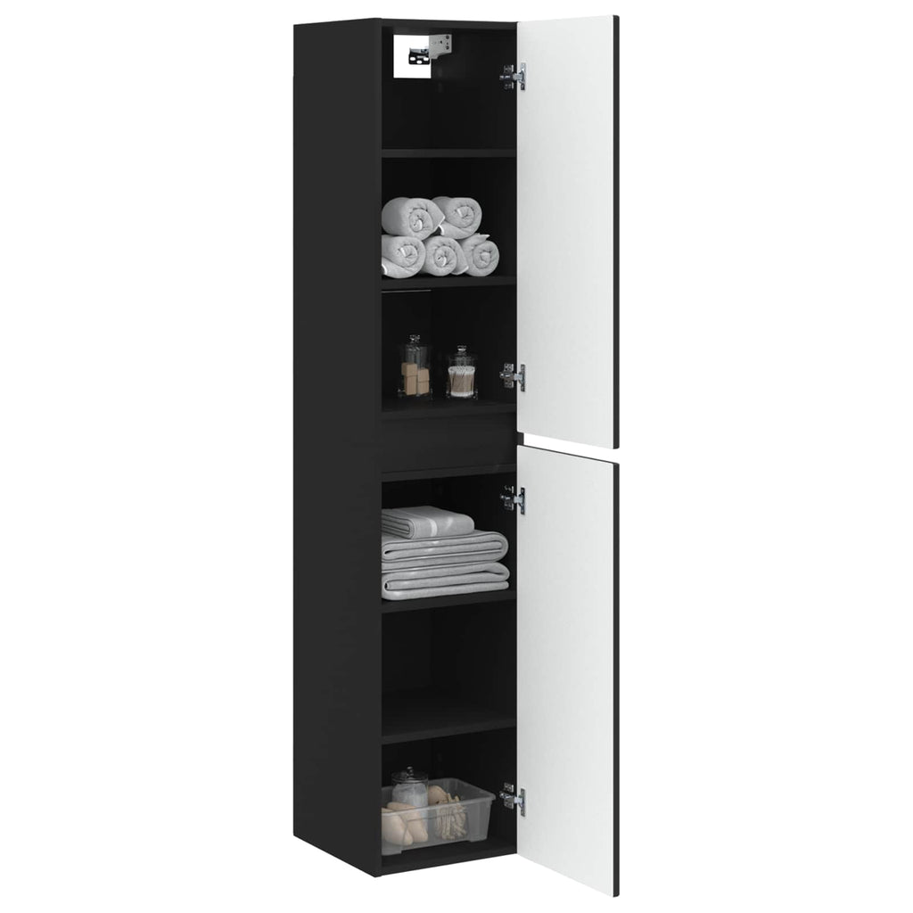 Wandmontierter Badezimmerschrank Schwarz 33 x 34,5 x 160 cm