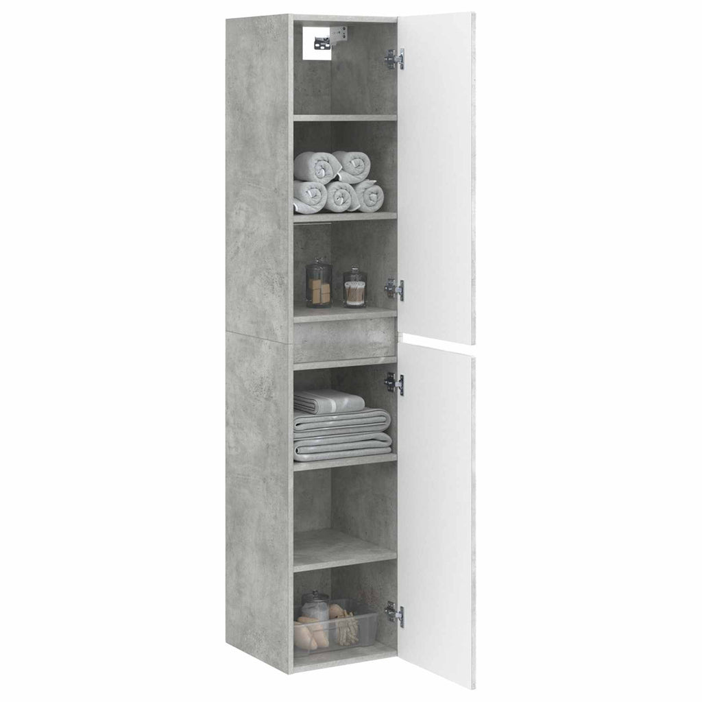Wandmontierter Badezimmerschrank Betongrau 33 x 34,5 x 160 cm