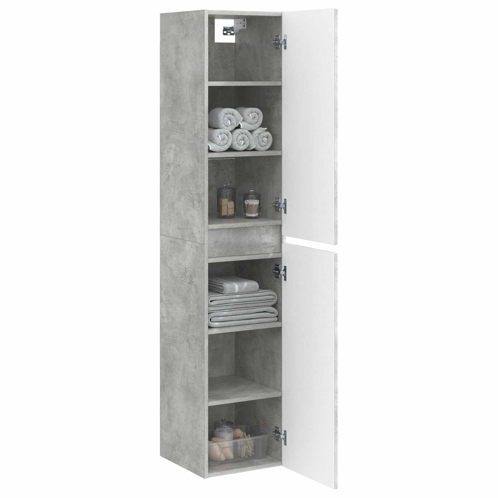 Wandmontierter Badezimmerschrank Betongrau 33 x 34,5 x 160 cm