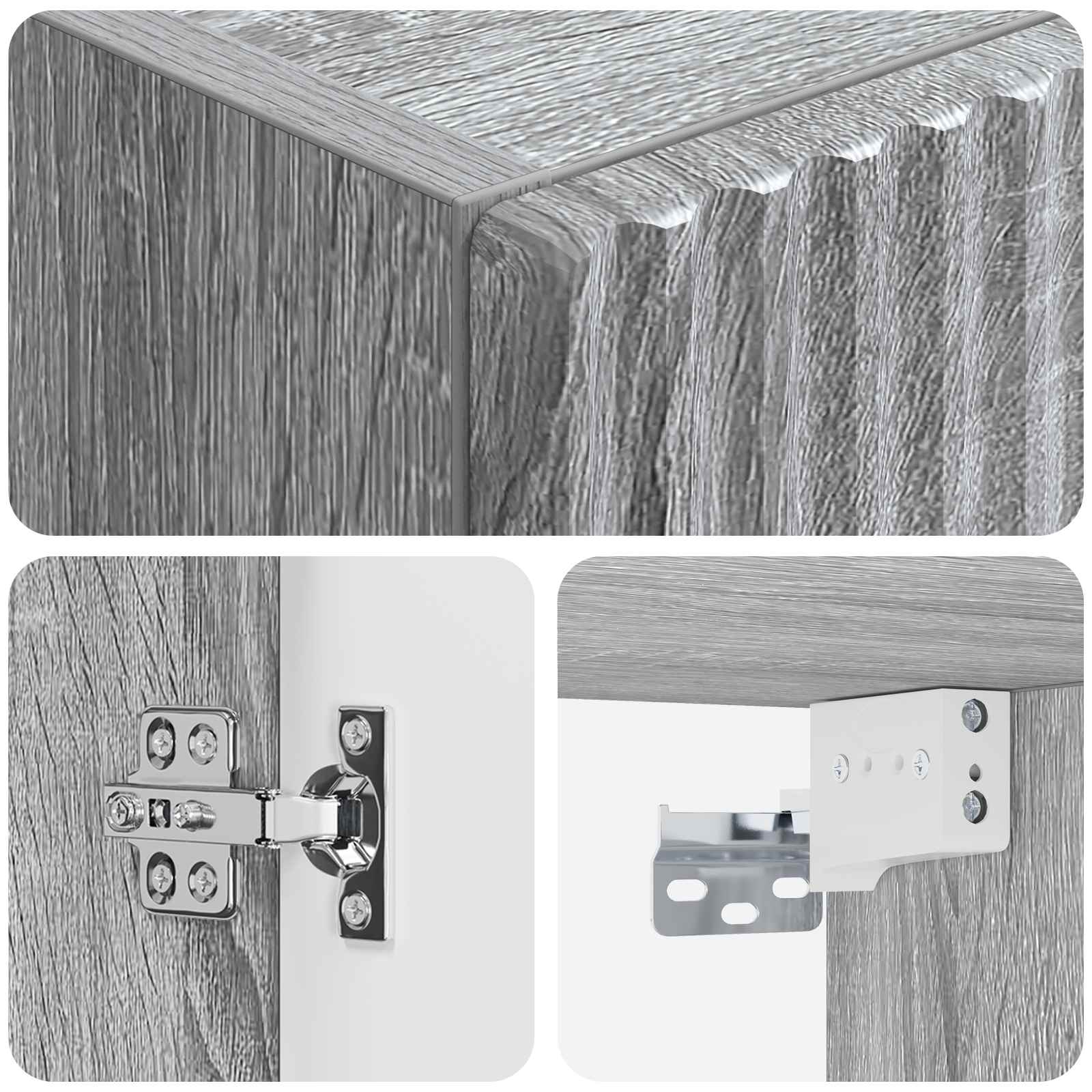 Wandmontierter Badezimmerschrank Grau Sonoma 33 x 34,5 x 160 cm