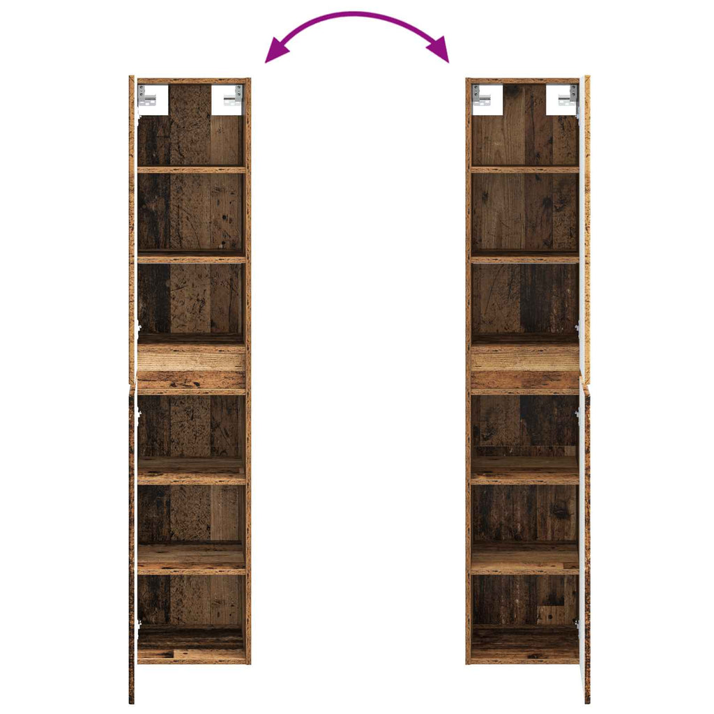 Wandmontierter Badezimmerschrank Altholz 33 x 34,5 x 160 cm
