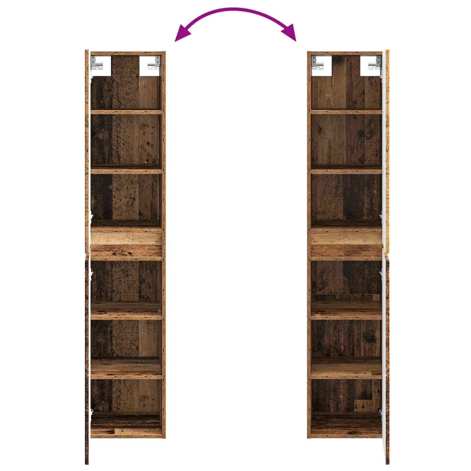 Wandmontierter Badezimmerschrank Altholz 33 x 34,5 x 160 cm