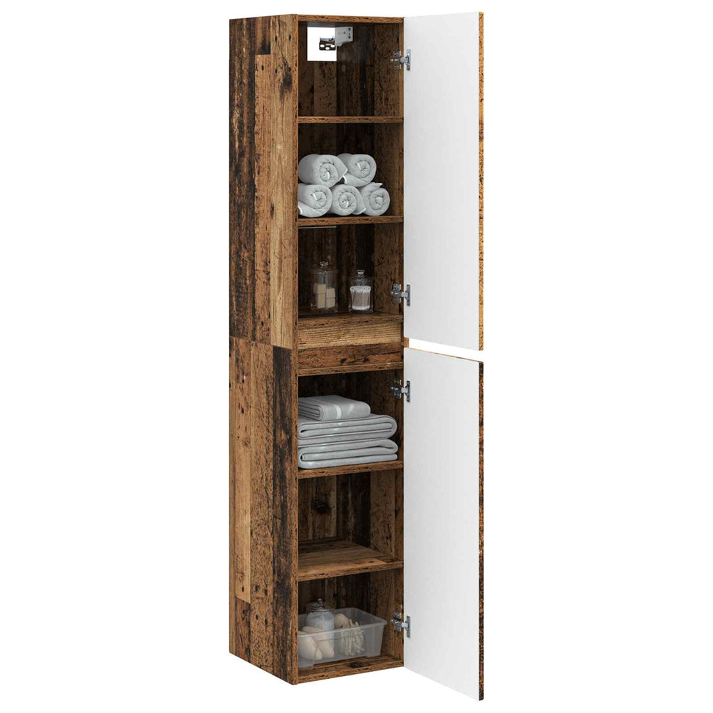 Wandmontierter Badezimmerschrank Altholz 33 x 34,5 x 160 cm