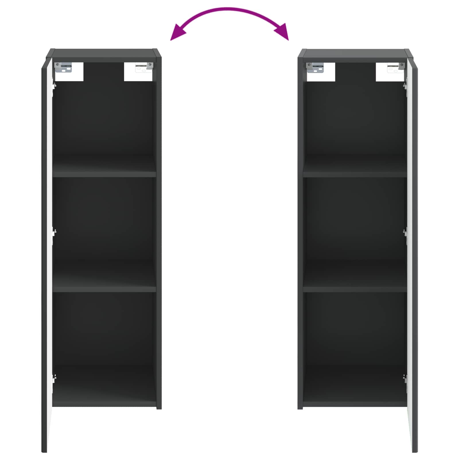 Wandmontierter Badezimmerschrank Schwarz 33 x 34,5 x 100 cm